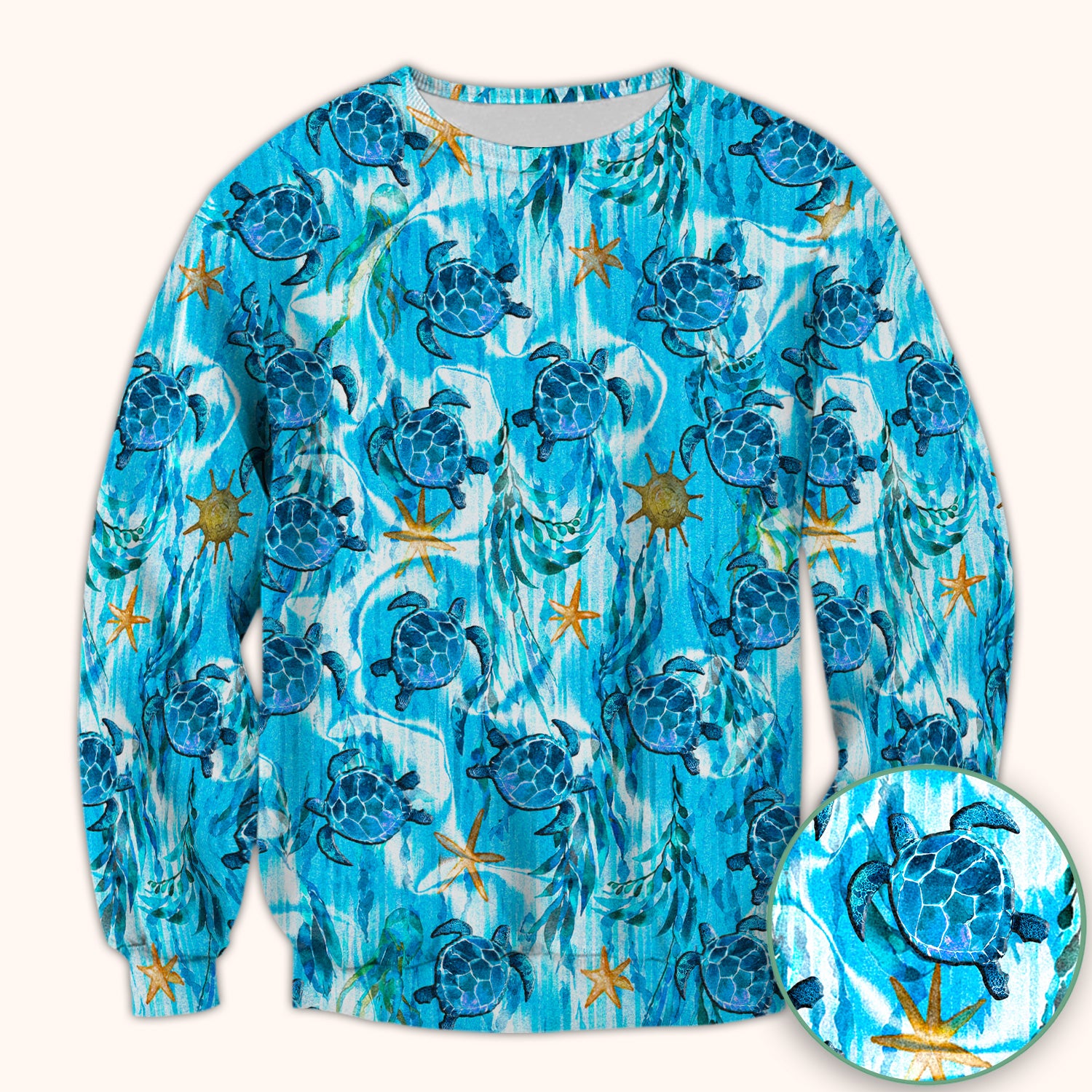 Coastal Marine Life Print Scrub Top, Comfortable Scrubs for Nurses