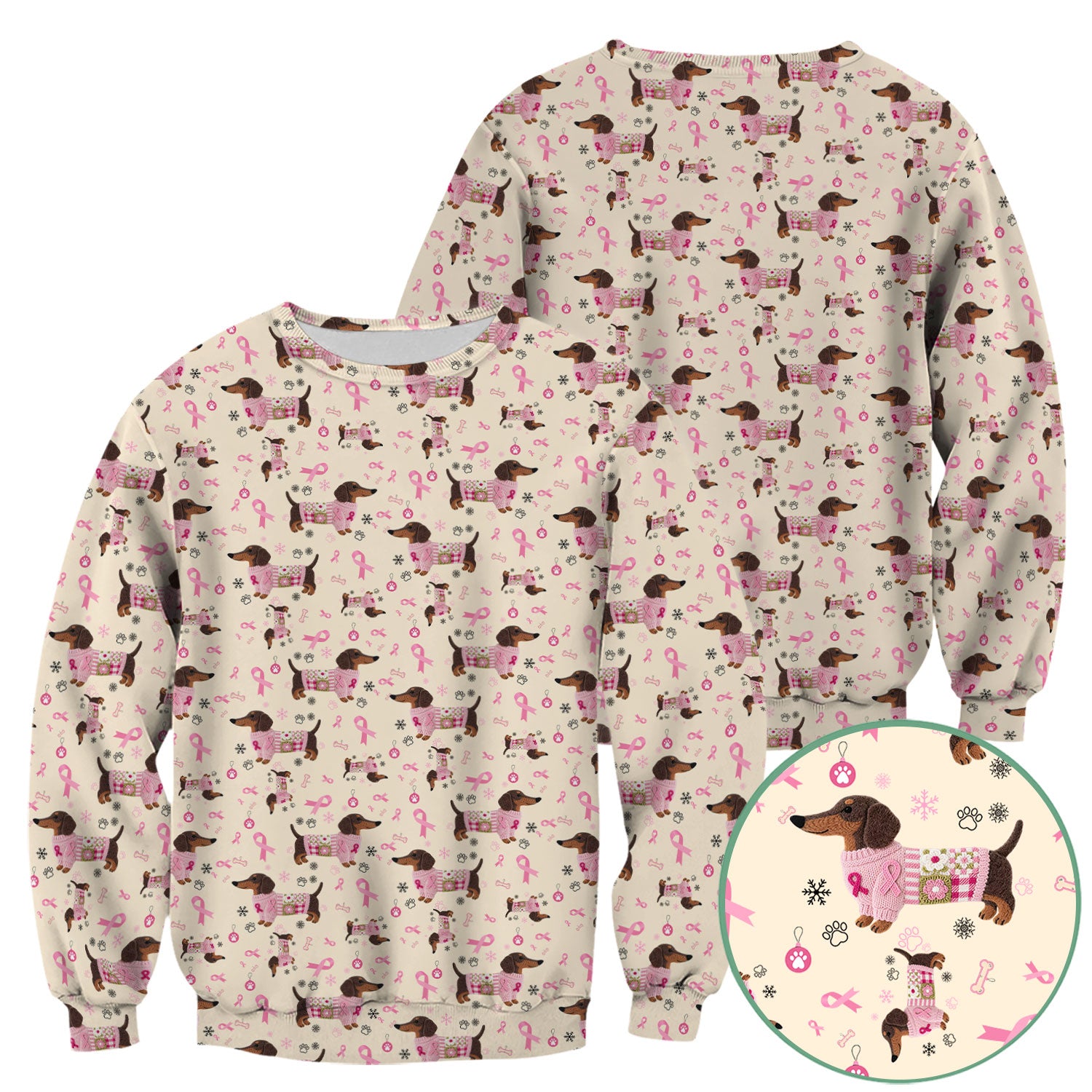 Pink Dachshund Breast Cancer Awareness Scrub Top - Puppy Dog Ribbon Nurse Shirt - Wiener Support Fight Cancer Medical Uniform Gift
