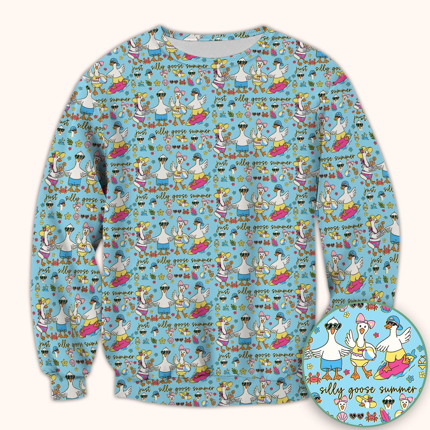 Silly Goose Summer Pattern Scrub Top, Breathable Fabrics Nursing Uniform