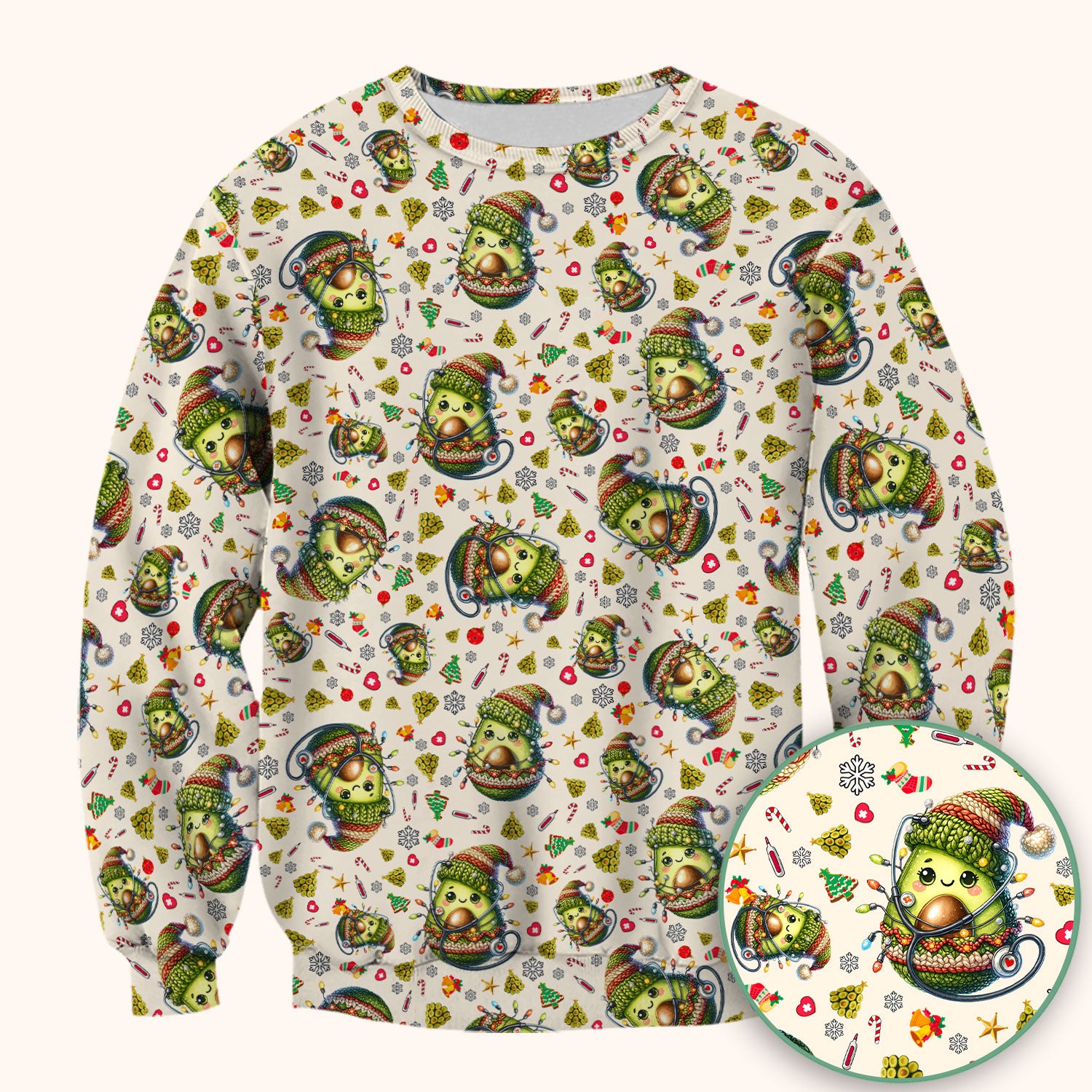 Avocado Scrub Top for Nurse - Funny Christmas Nursing Shirt - Cute Holiday Medical Uniform for Women RN LPN CNA