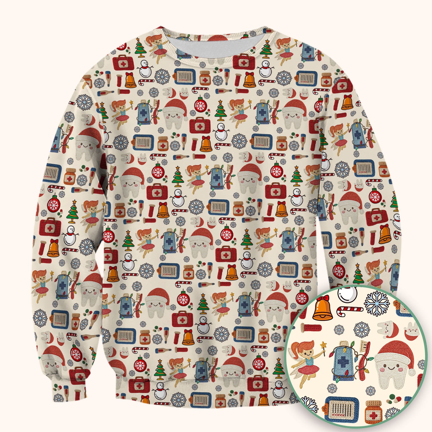 Christmas Dental Scrub Top - Cute Santa Tooth & Snowman Shirt - Festive Holiday Medical Uniform for Dentists, Hygienists & Nurses