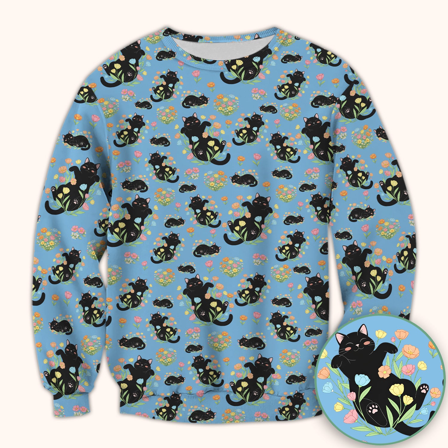 Cats With Cute Poses Floral Pattern Scrubs Top, Comfortable Scrubs for Nurses