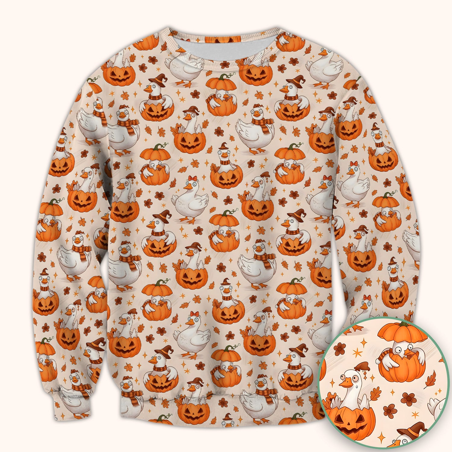 Cute Halloween Goose And Pumpkins Scrub Top, Comfortable Scrubs for Nurses