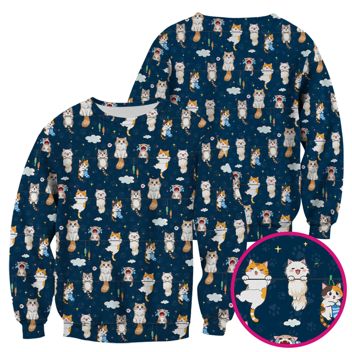 Funny Cats With Cute Expressions Pattern Scrubs Top, Comfortable Scrubs for Nurses