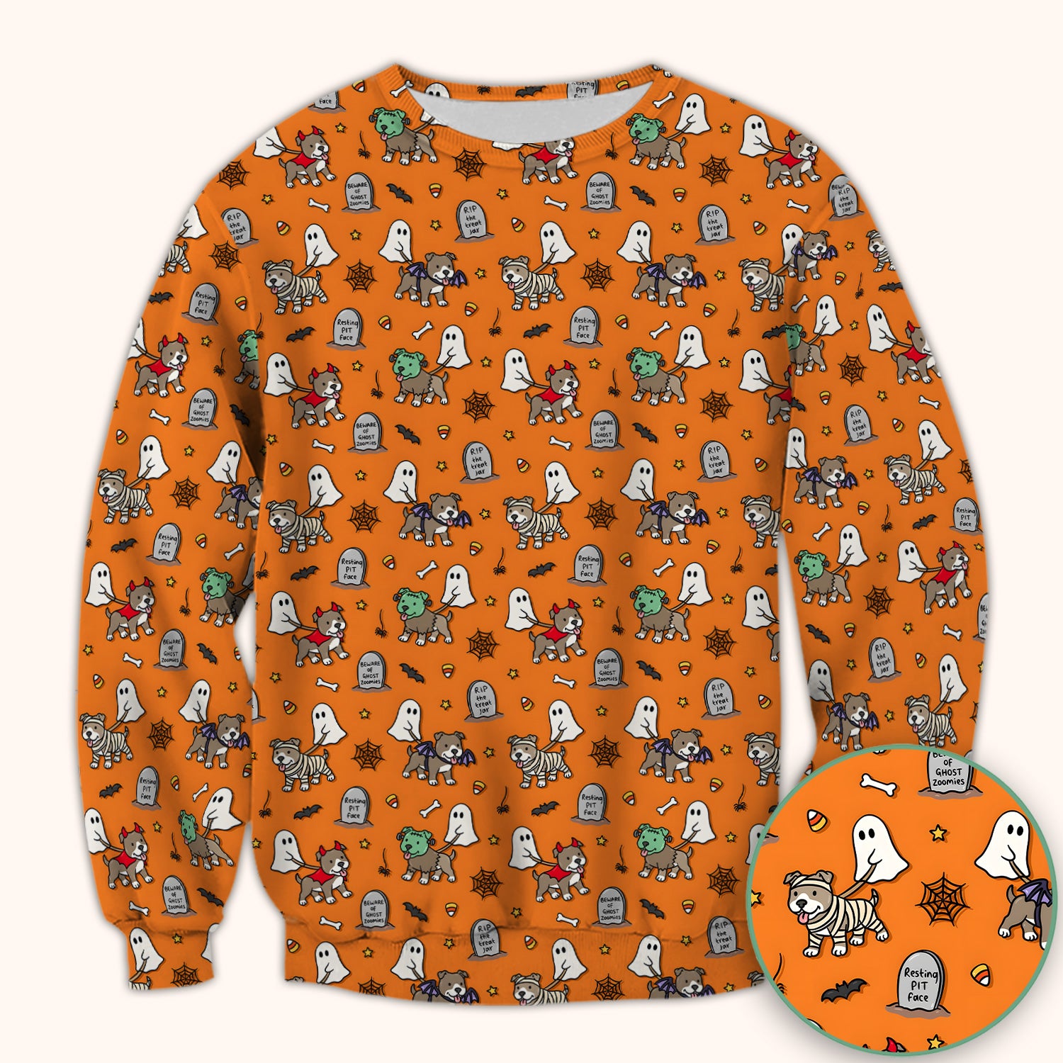 Cute Halloween Pit Bull Costumes Scrub Top, Comfortable Scrubs for Nurses