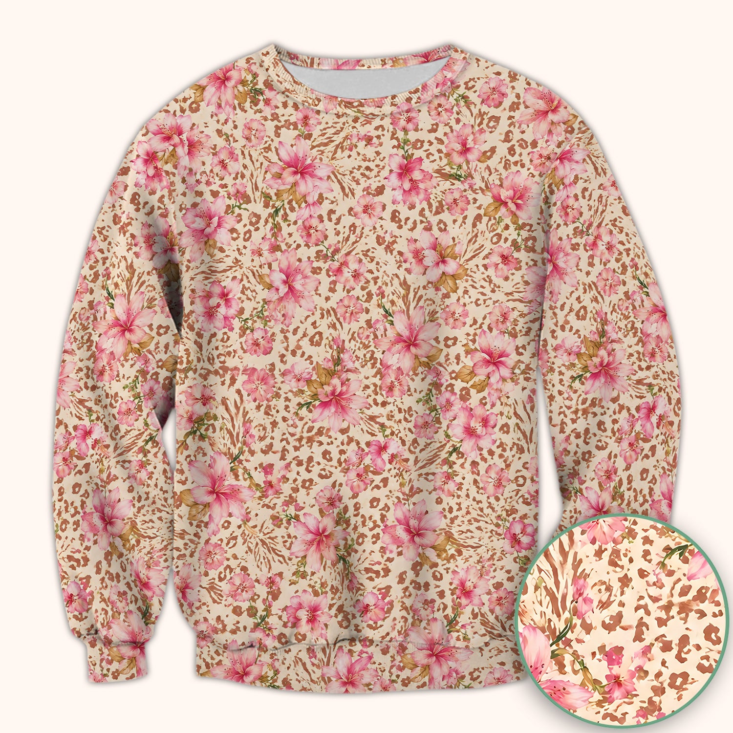 Pink Floral Leopard Print Pattern Scrub Top, Comfortable Scrubs for Nurses