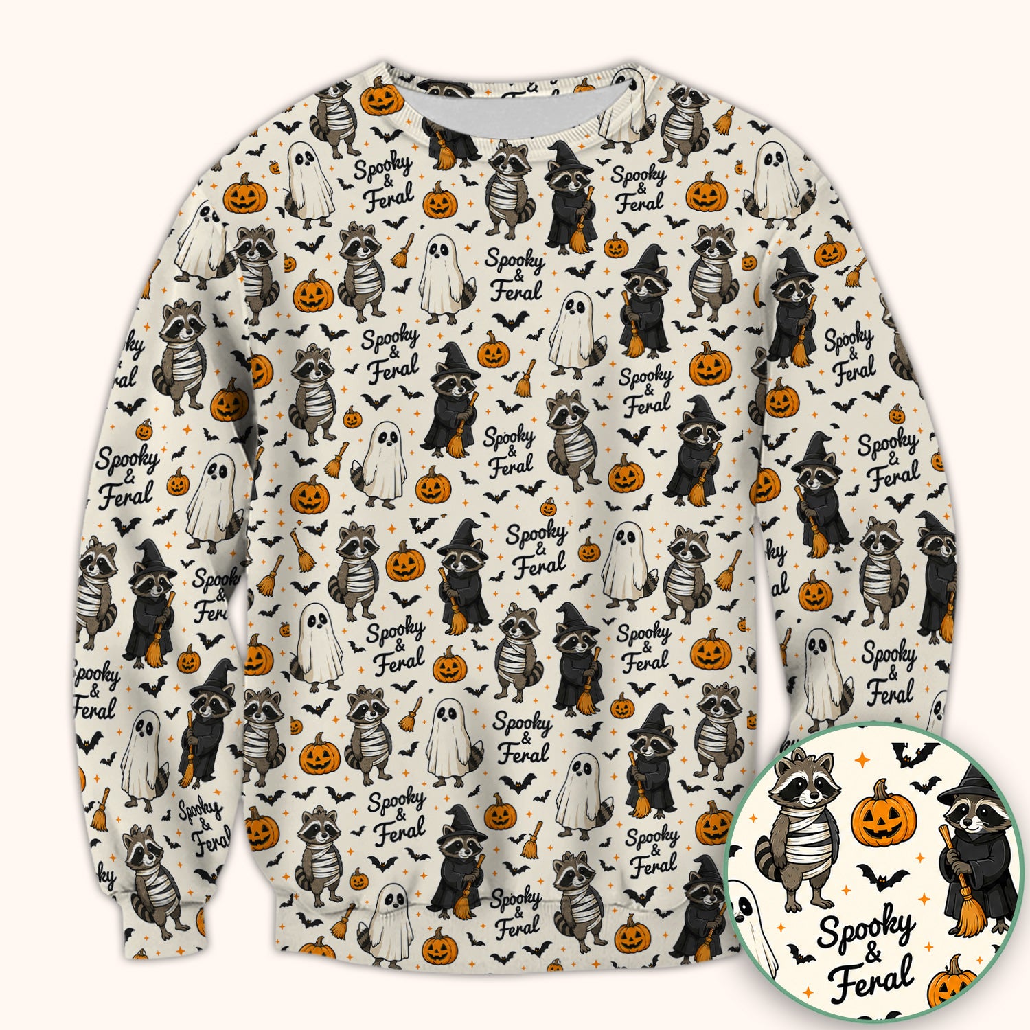 Spooky And Feral Halloween Raccoon Scrub Top, Comfortable Scrubs for Nurses