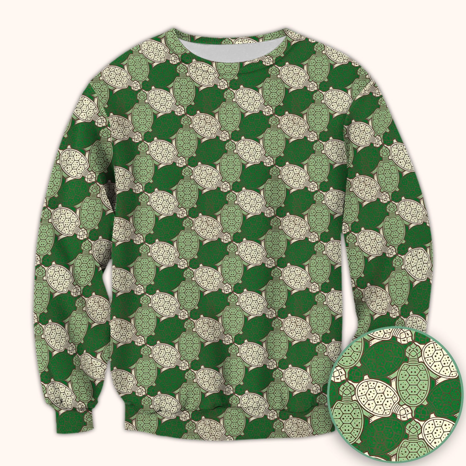 Green Sea Turtle Shell Pattern Scrub Top, Comfortable Scrubs for Nurses