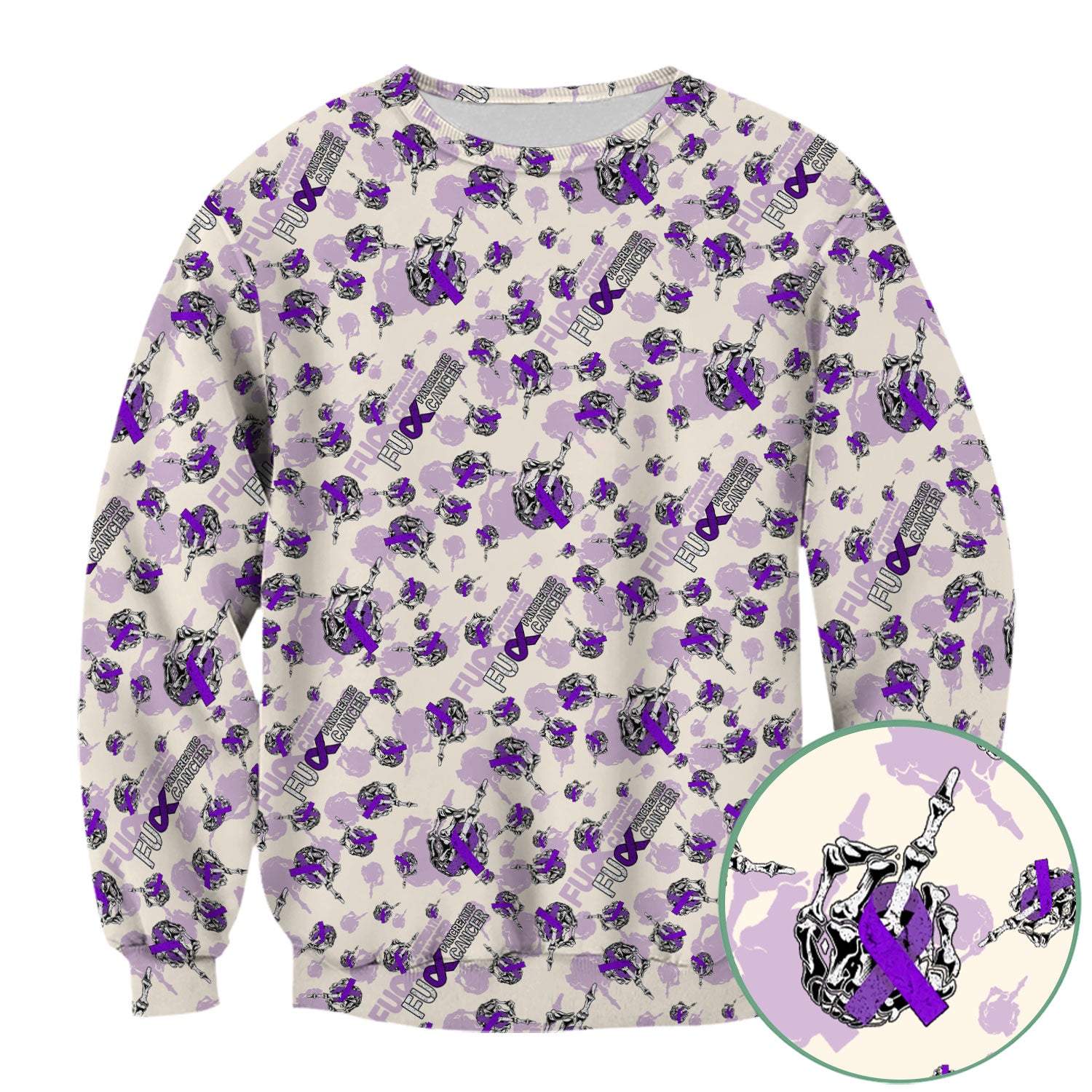 Pancreatic Cancer Awareness Scrub Top - Fuck Cancer Purple Ribbon Nurse Shirt - Strong Gift Idea for Survivors, Fighters & Supporters