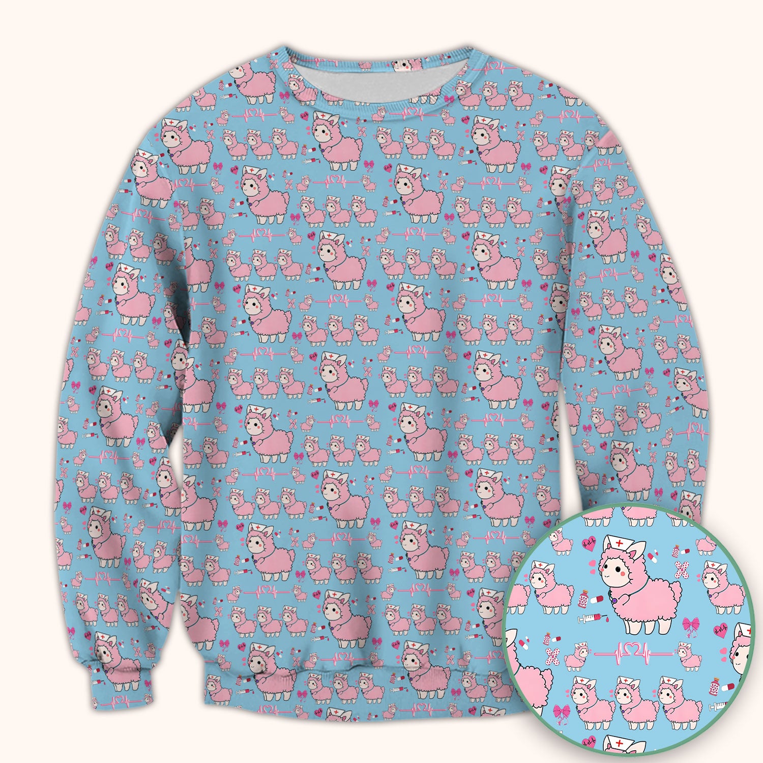 Llama Ain't Got Time For Your Drama Scrub Top, Funny Pattern Scrub Shirt, Breathable Fabrics Nursing Uniform