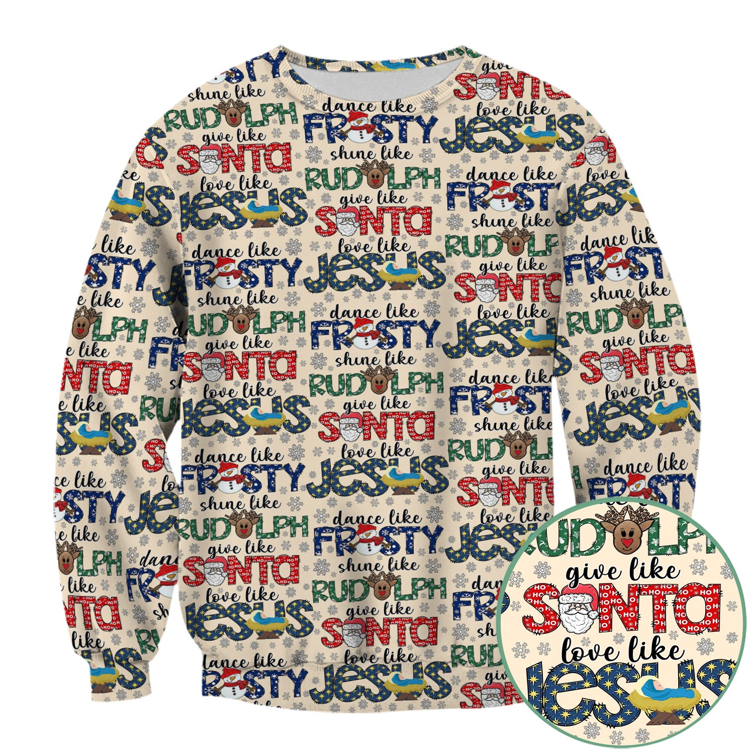 Christmas Rudolph Nurse Scrub Top for Women - Dance Like Frosty Shine Like Rudolph Give Like Santa Love Like Jesus - Holiday Med Shirt