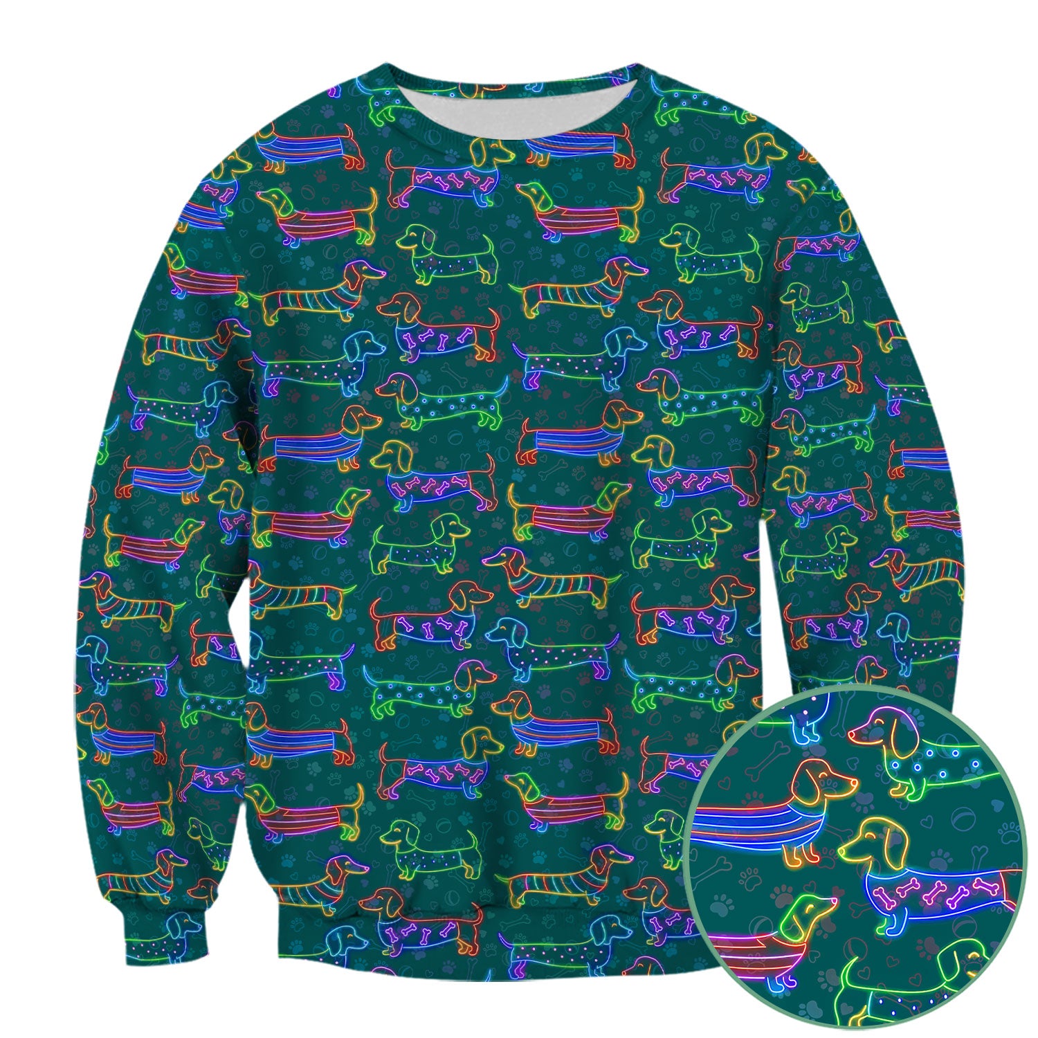 Cute Dachshund Scrub Top for Women – Neon Sausage Dog Nursing Shirt – Funny Colorful Wiener Dog Gift for RN CNA LPN