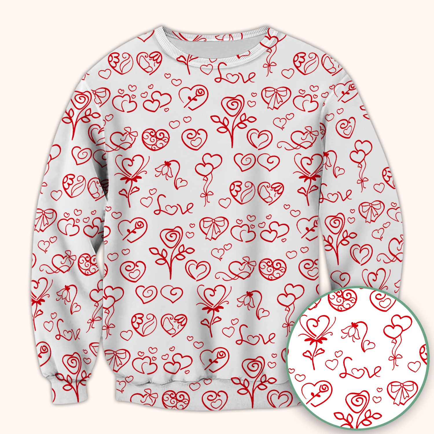 Cute Valentine Heart Scrub Top, Artistic Heart Pink Love Line Art Pattern Nurse Shirt, Comfortable Scrubs For Nursing