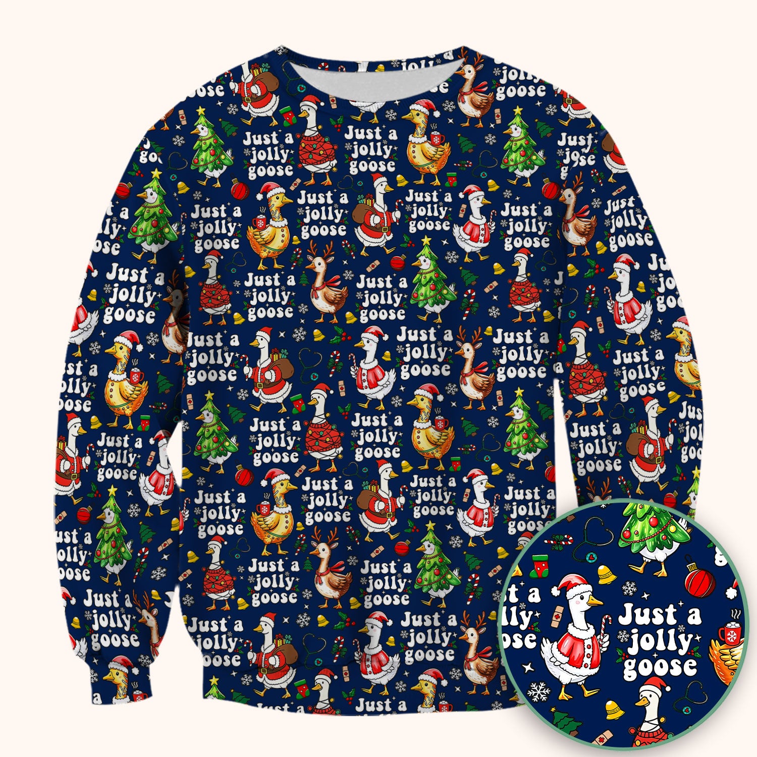 Just a Jolly Goose Funny Christmas Scrub Top - Holiday Medical Uniform for Nurse - Santa Goose Shirt Gift for Women