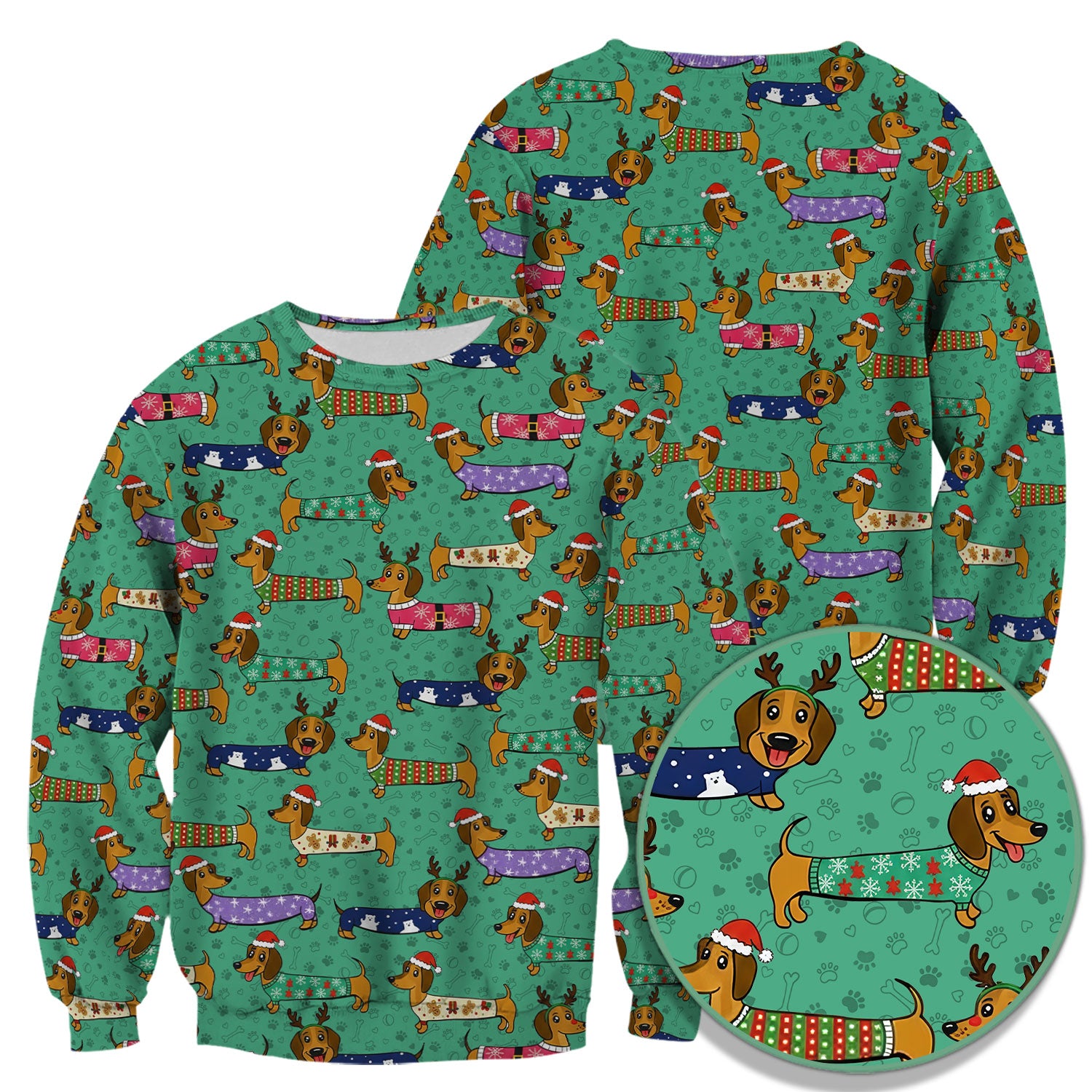 Christmas Dachshund Scrub Top for Women - Cute Dog Nursing Uniform with Pockets - Holiday Reindeer Wiener Dog Shirt - Funny Vet Tech Workwear
