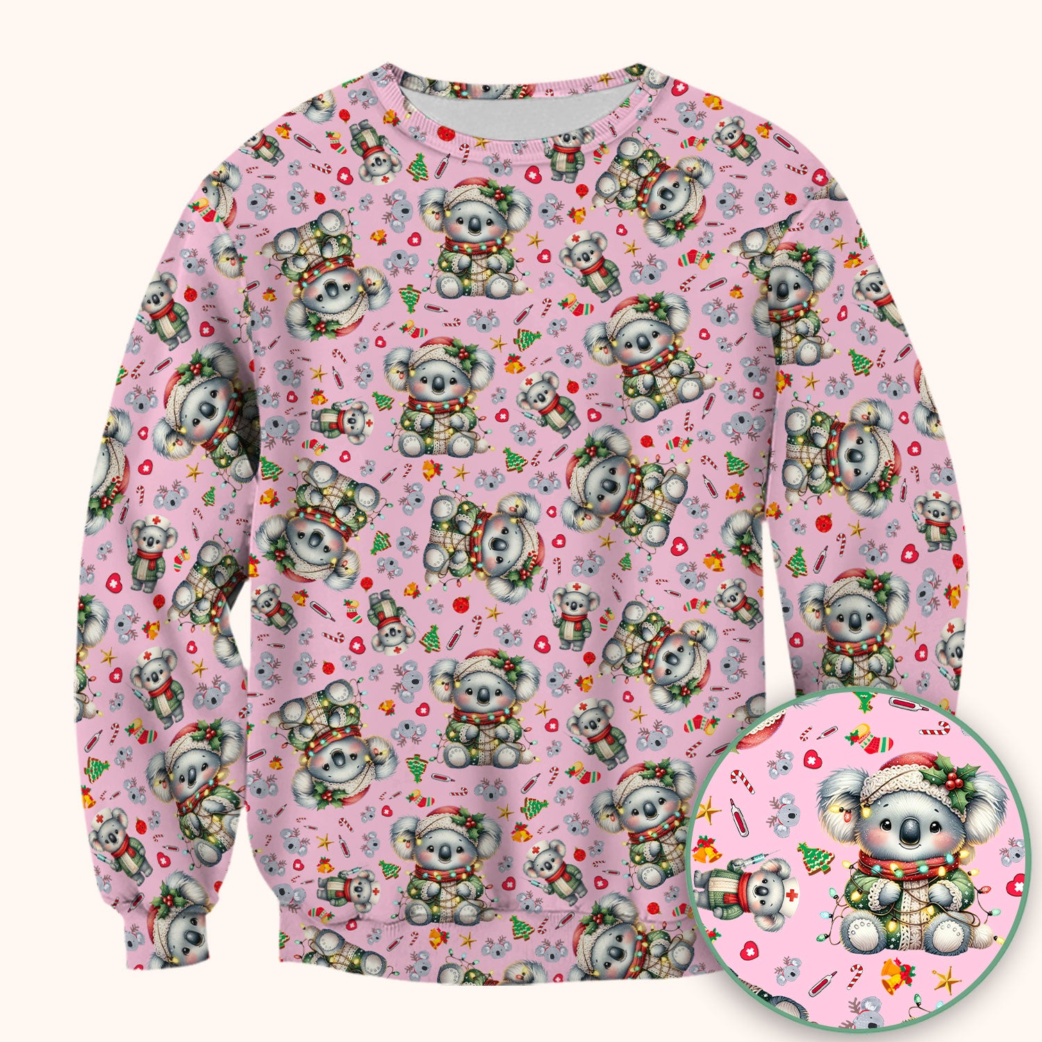 Aussie Koala Nurse Scrub Top - Cute Christmas Medical Uniform - Funny Holiday Animal Scrubs for Women