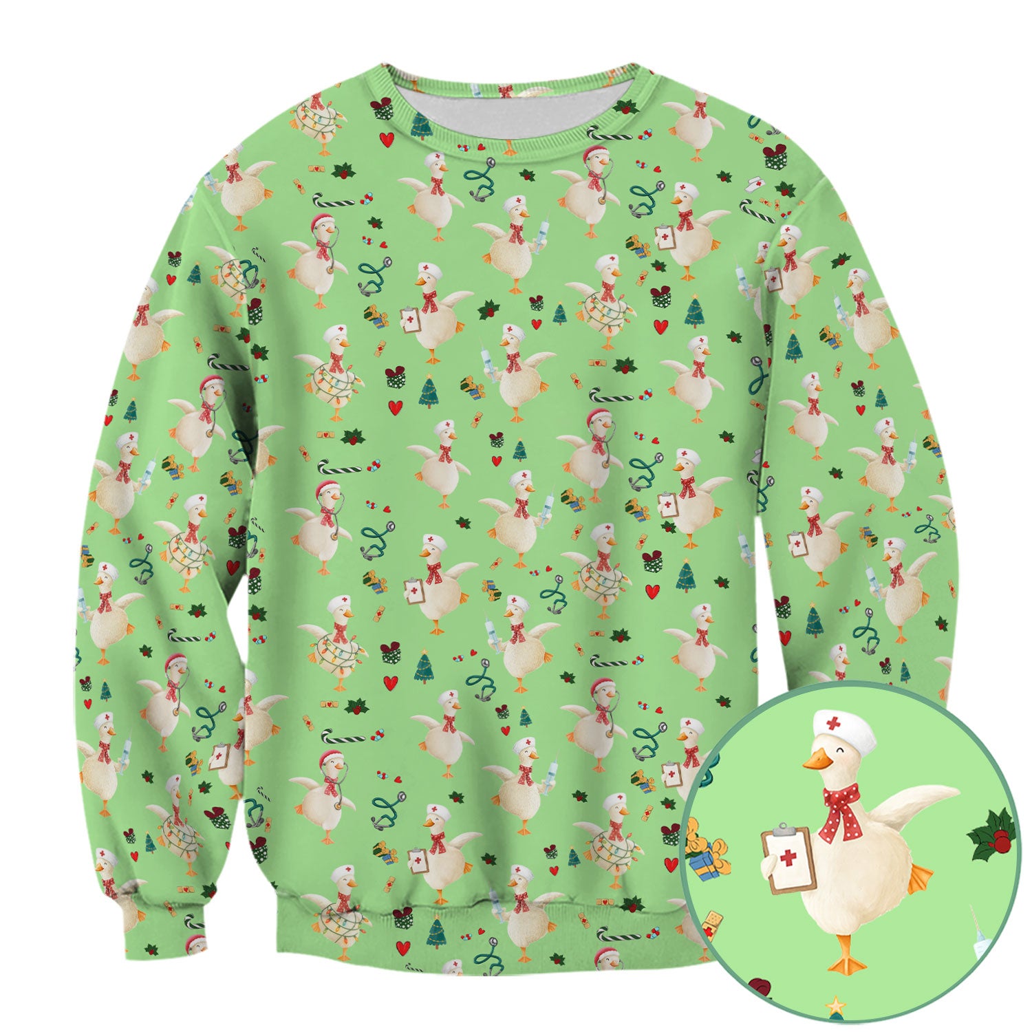 Cute Christmas Goose Scrub for Nurses - Funny Holiday Medical Shirt - Festive Xmas Top for RN CNA LPN Nursing Student Gift