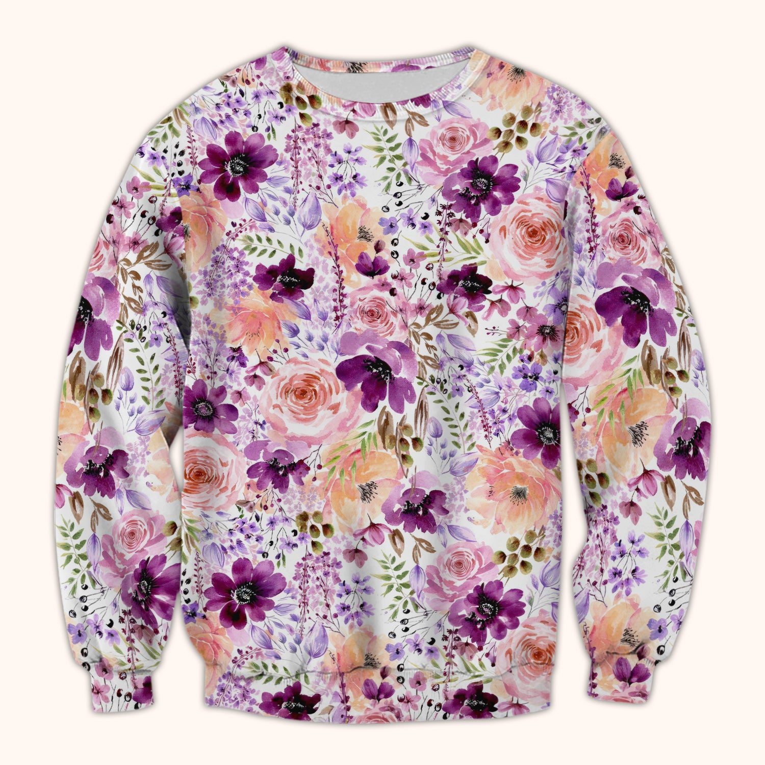 Elegant Watercolor Floral Bloom Scrub Top, Comfortable Scrubs for Nurses