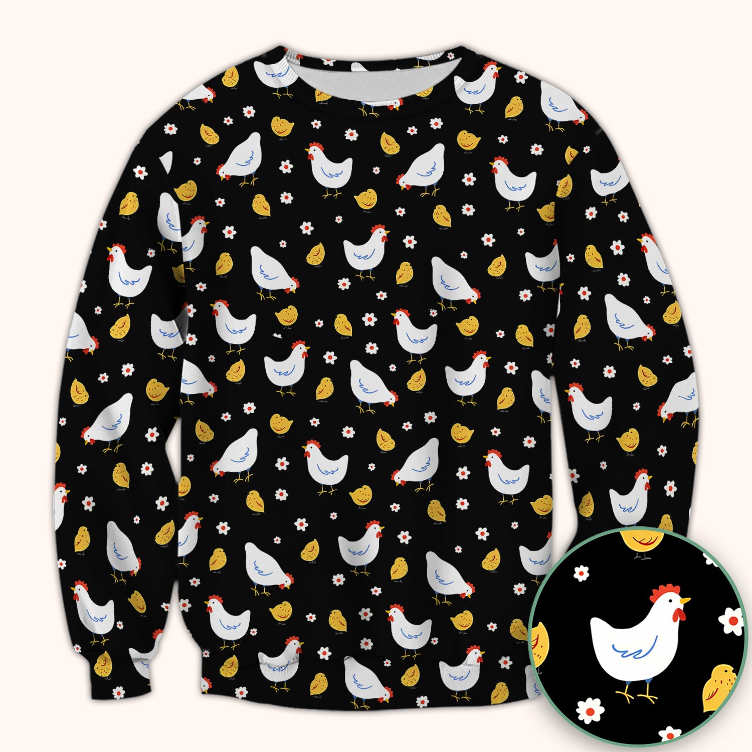 Chicken And Cute Chicks Pattern Scrubs Top, Comfortable Scrubs for Nurses