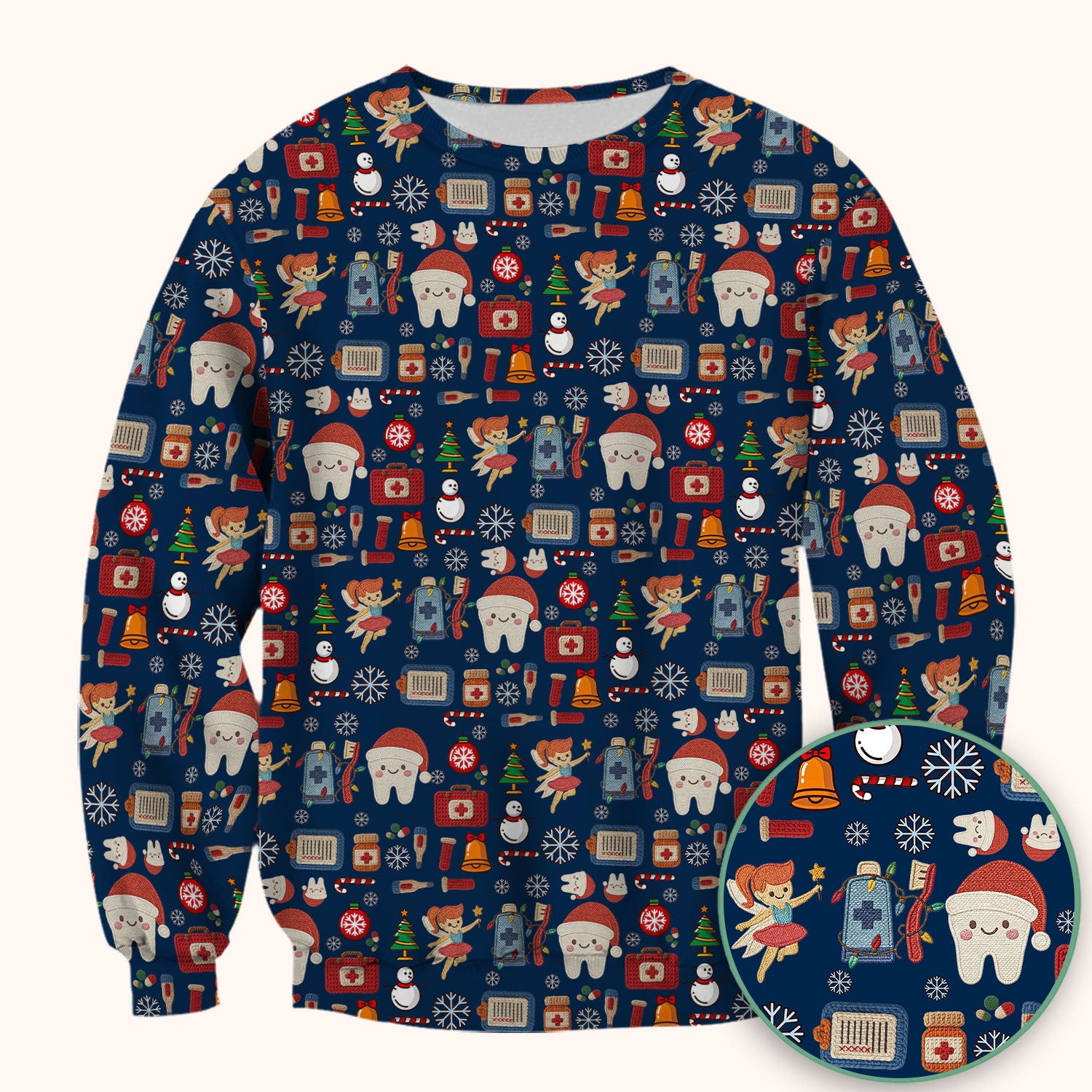 Christmas Dental Scrub Top - Cute Santa Tooth & Snowman Shirt - Festive Holiday Medical Uniform for Dentists, Hygienists & Nurses