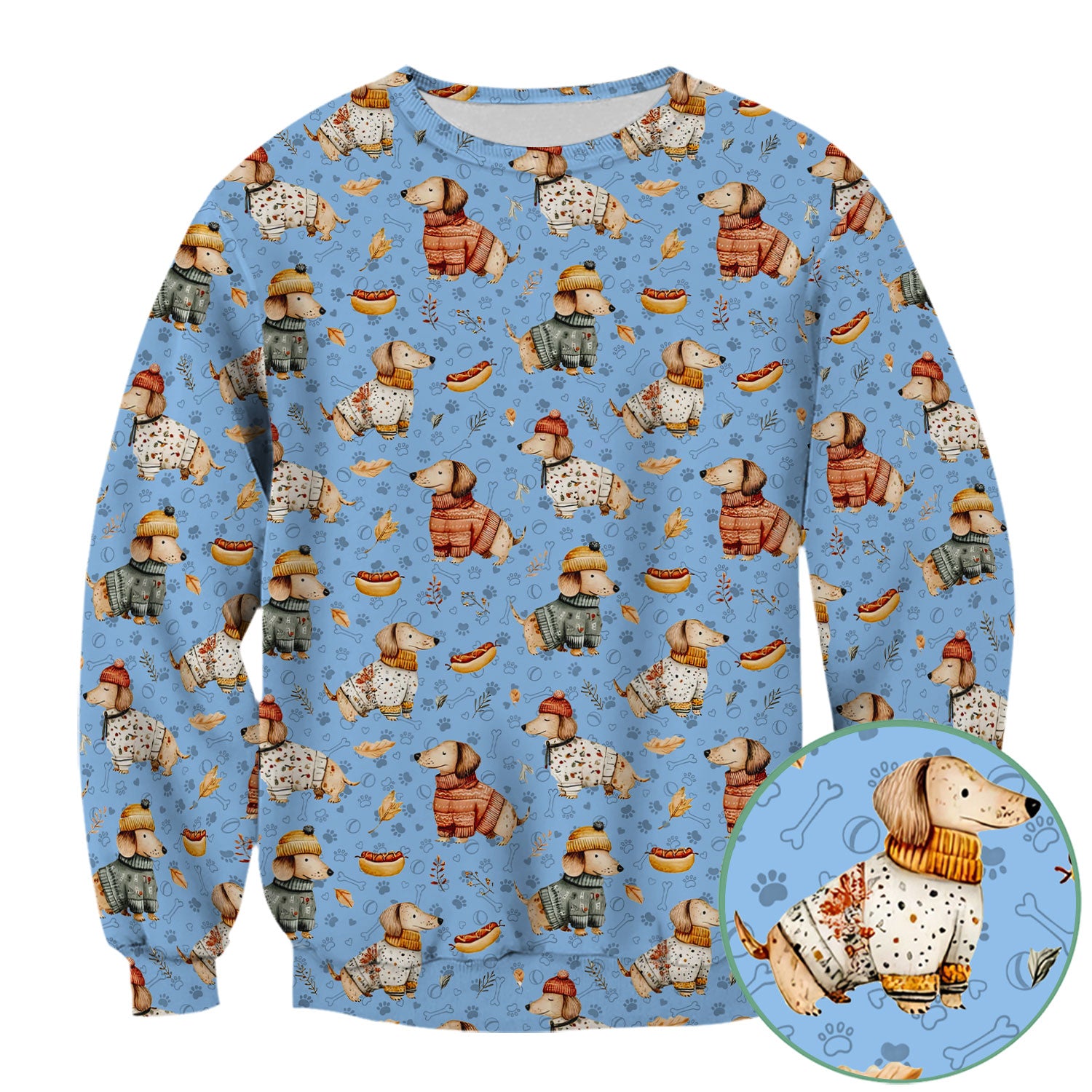 Autumn Dachshund Scrub Top - Cute Wiener Dog Nurse Shirt for Women - Cozy Fall Medical Uniform RN CNA LPN Thanksgiving Gift