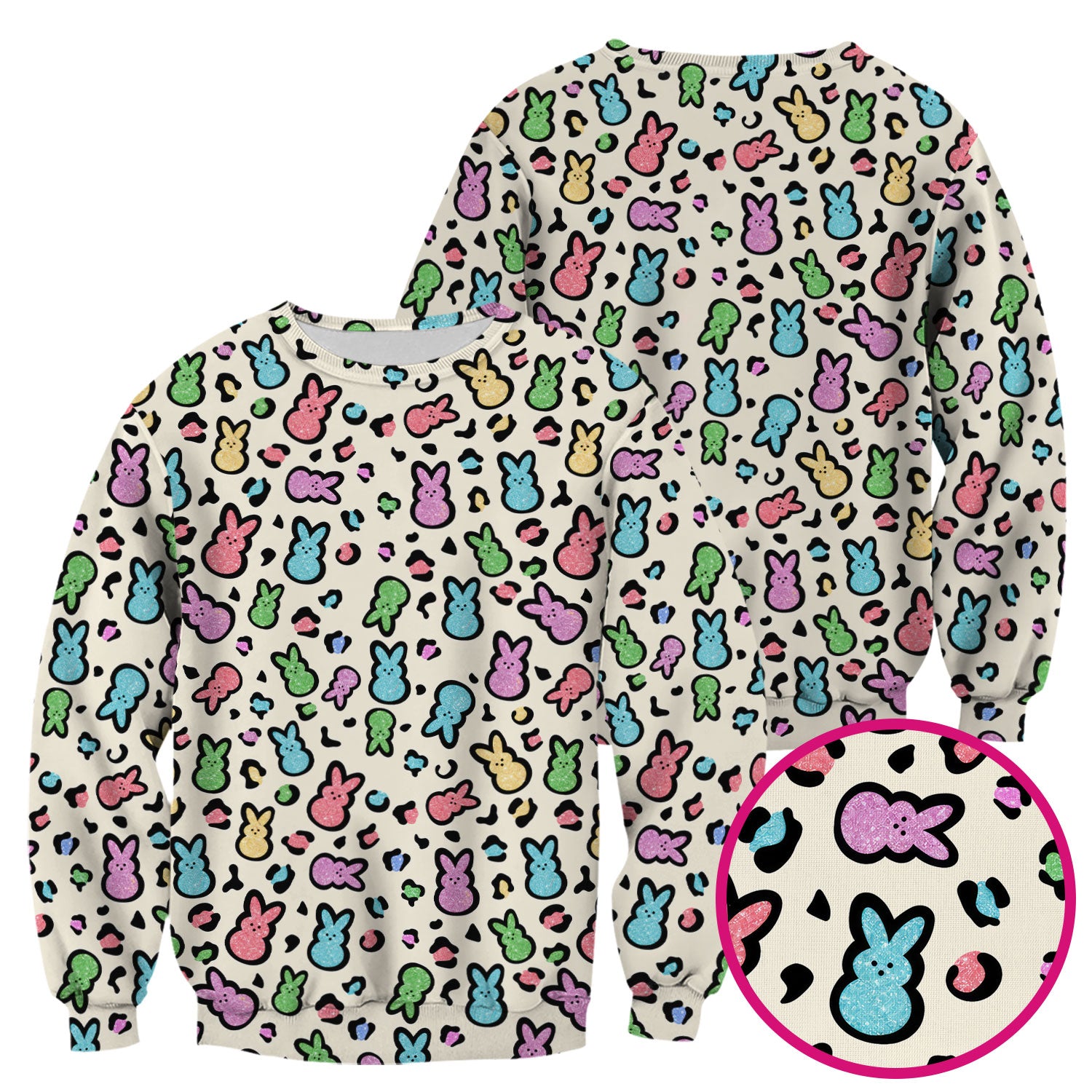 Cute Easter Bunny Pastel Pattern Scrub Top, Comfortable Scrubs for Nurses