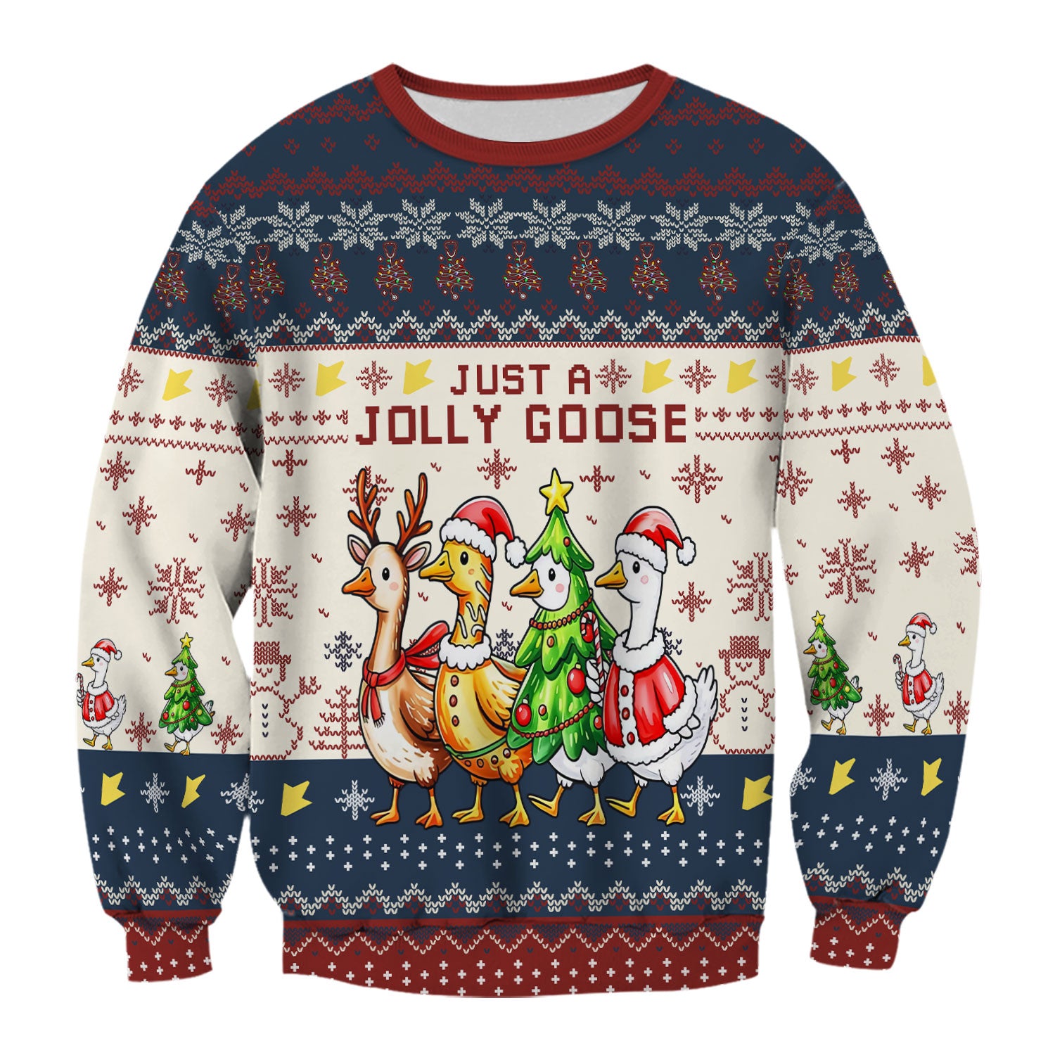 Funny Jolly Goose Christmas Scrub Top – Playful Holiday Goose Squad Pattern – Festive Medical Uniform for Nurses, Vets & Healthcare Workers
