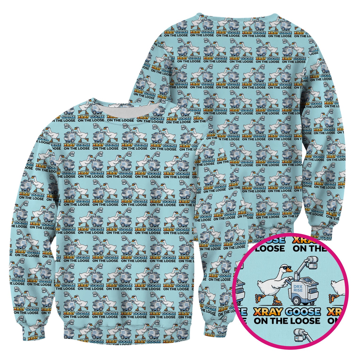 Funny Xray Goose On The Loose Pattern Scrub Top, Comfortable Scrubs for Nurses