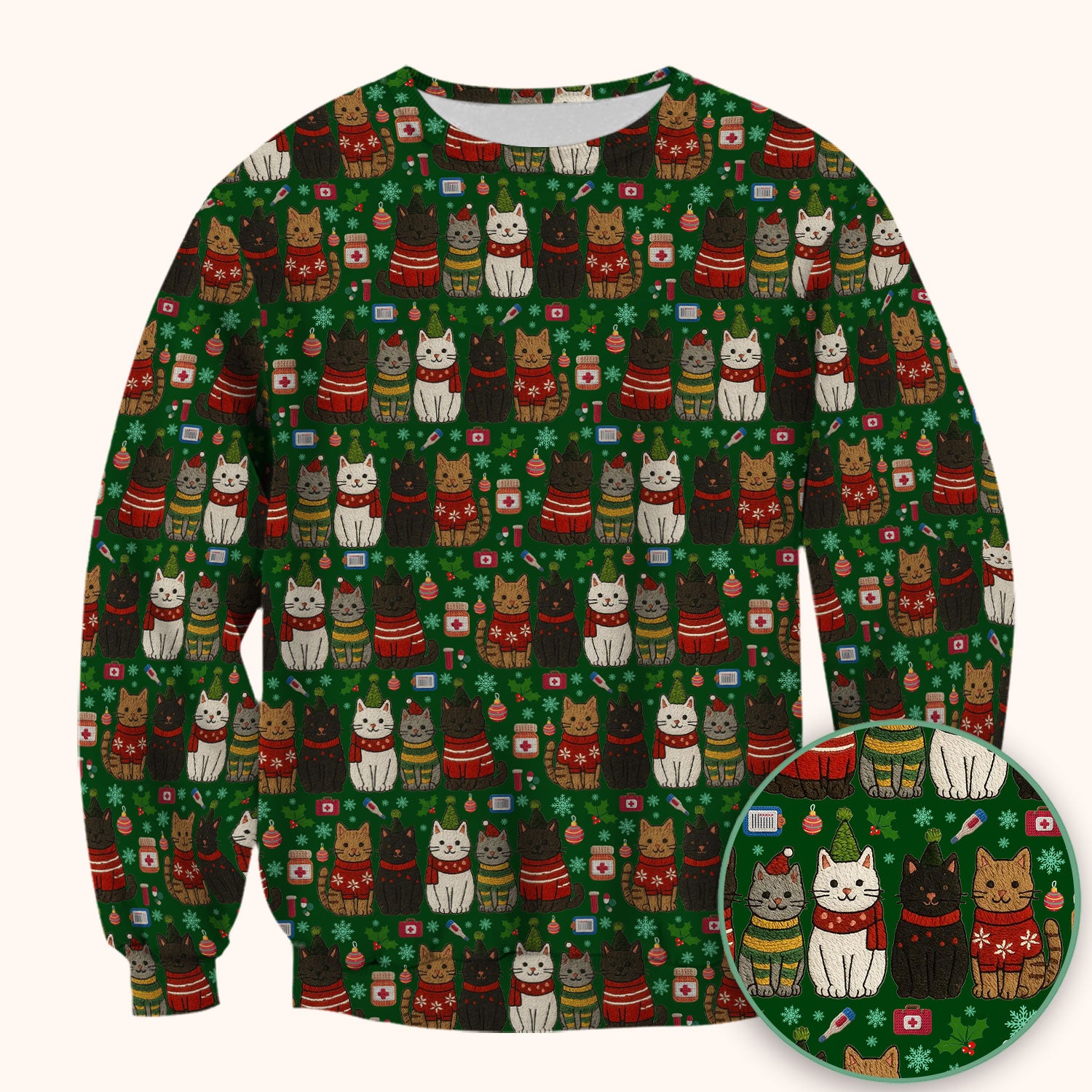 Christmas Cat Scrub Top, Funny Holiday Nurse Shirt, Festive Medical Uniform For Women RN LPN CNA Gift