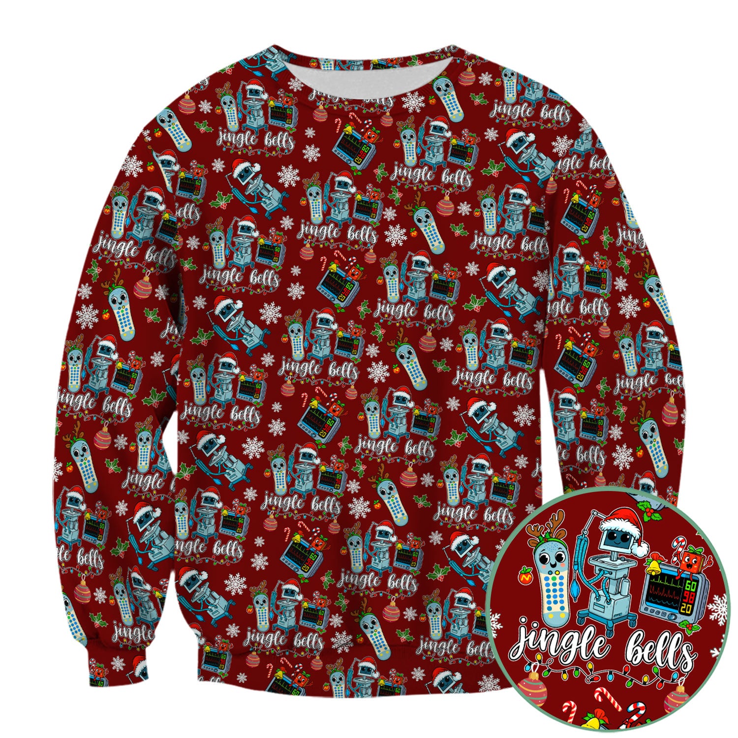 Funny Jingle Bells Holiday Scrub Top - Funny Christmas Scrubs for Nurses - Breathable Fabrics Nursing Uniform