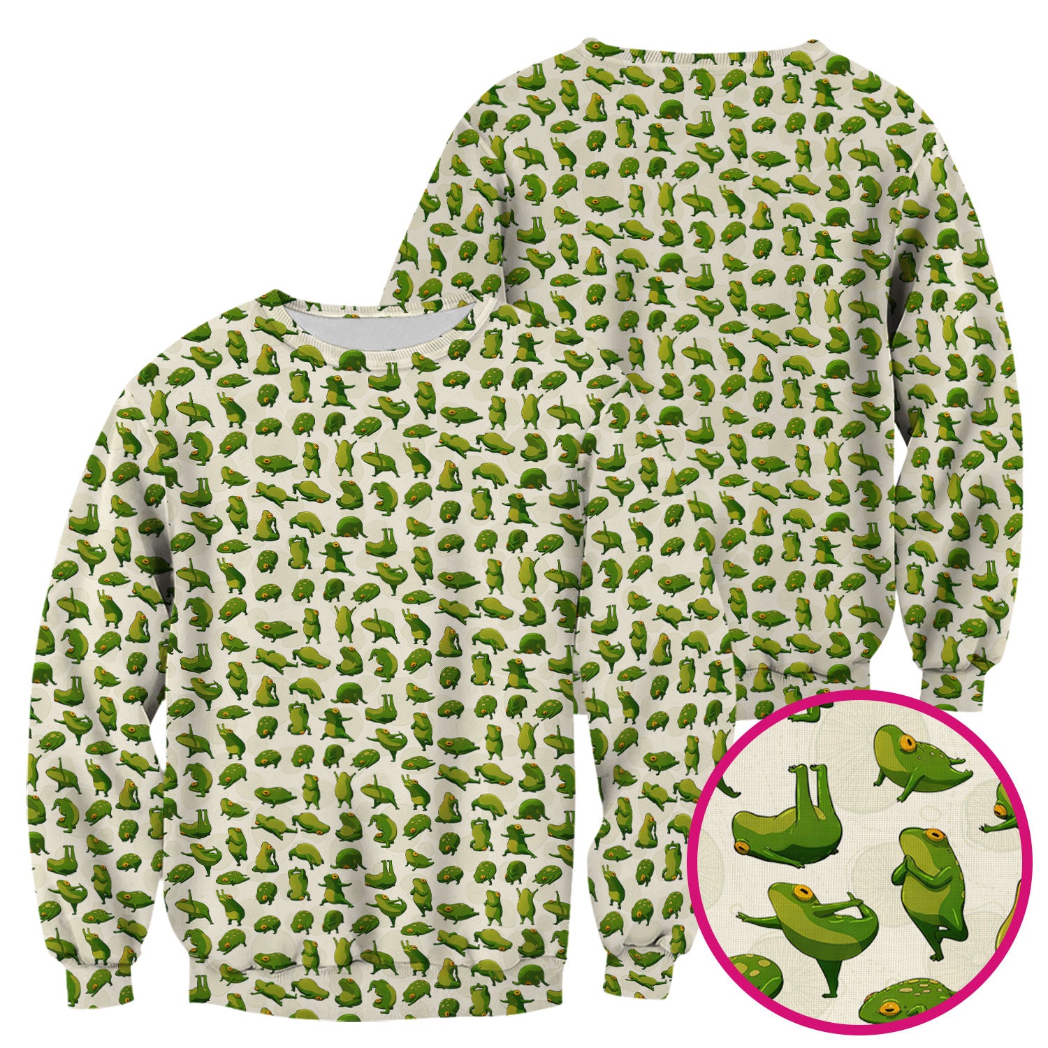 Cute Frog Cartoon Pattern Scrub Top, Comfortable Scrubs for Nurses