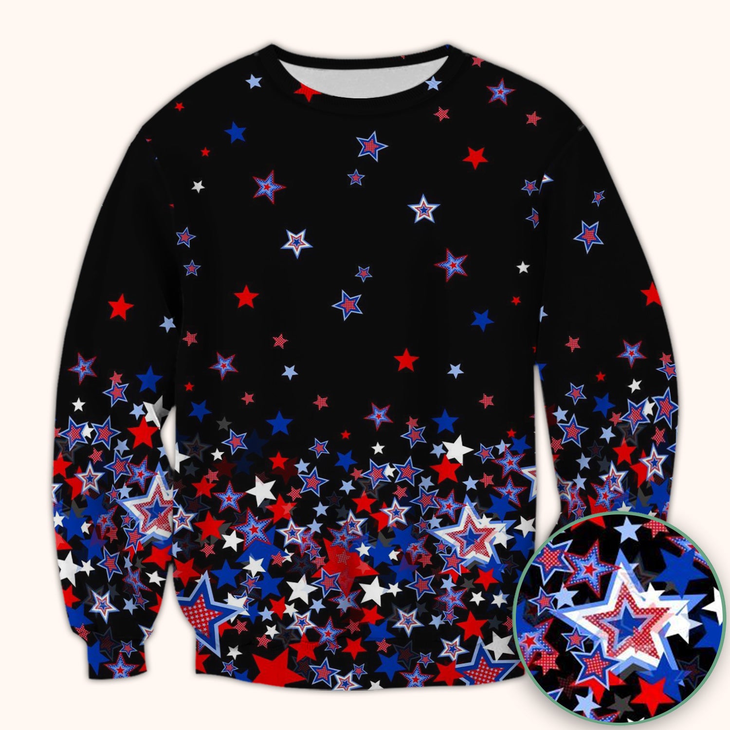 Festive Patriotic Red Blue Star Pattern Scrub Top, Comfortable Scrubs for Nurses
