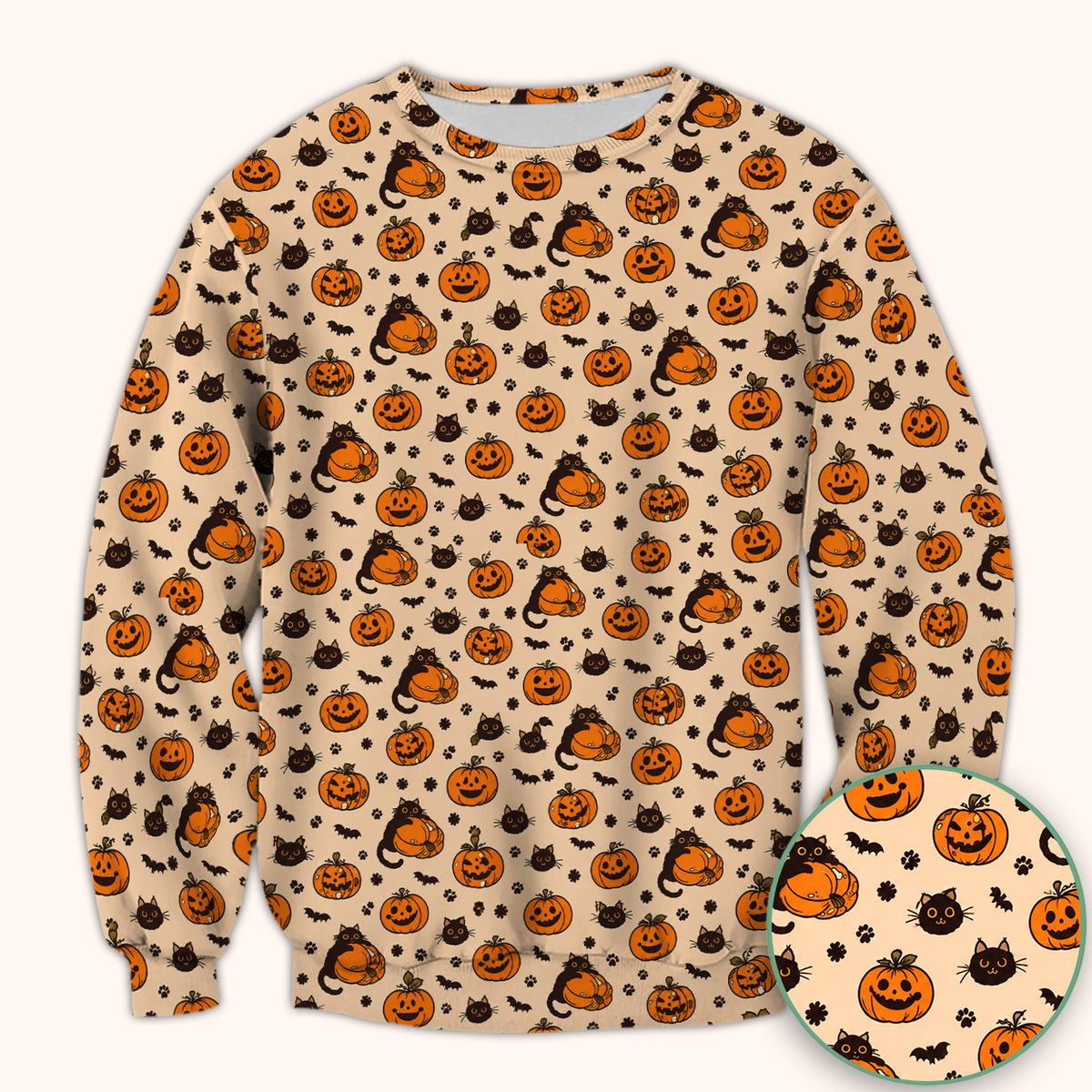 Cute Halloween Black Cat And Pumpkins Scrub Top, Comfortable Scrubs for Nurses