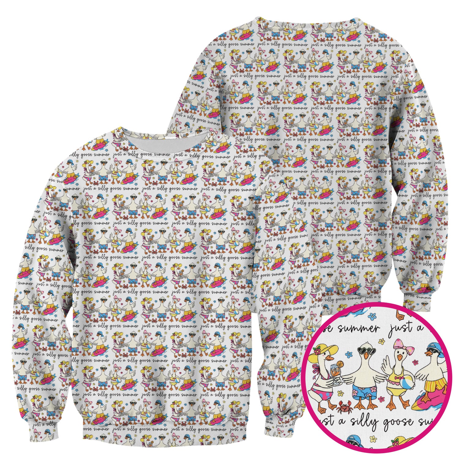 Funny Goose Summer Beach Pattern Scrub Top, Comfortable Scrubs for Nurses