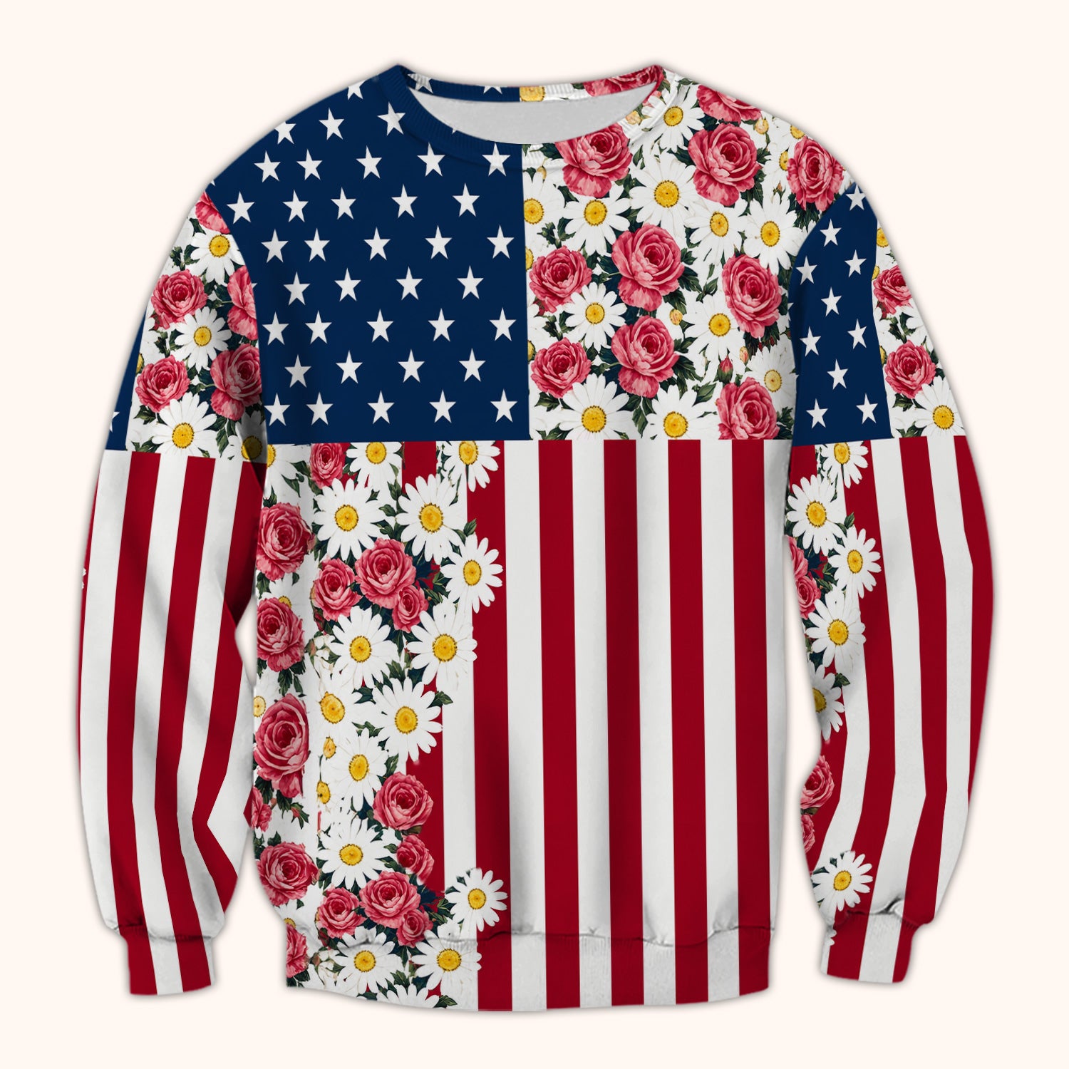 Floral American Flag Nurse Scrub Top for RN, CNA, Healthcare Workers, Patriotic Uniform Scrub Top, Comfortable Scrubs for Nurses