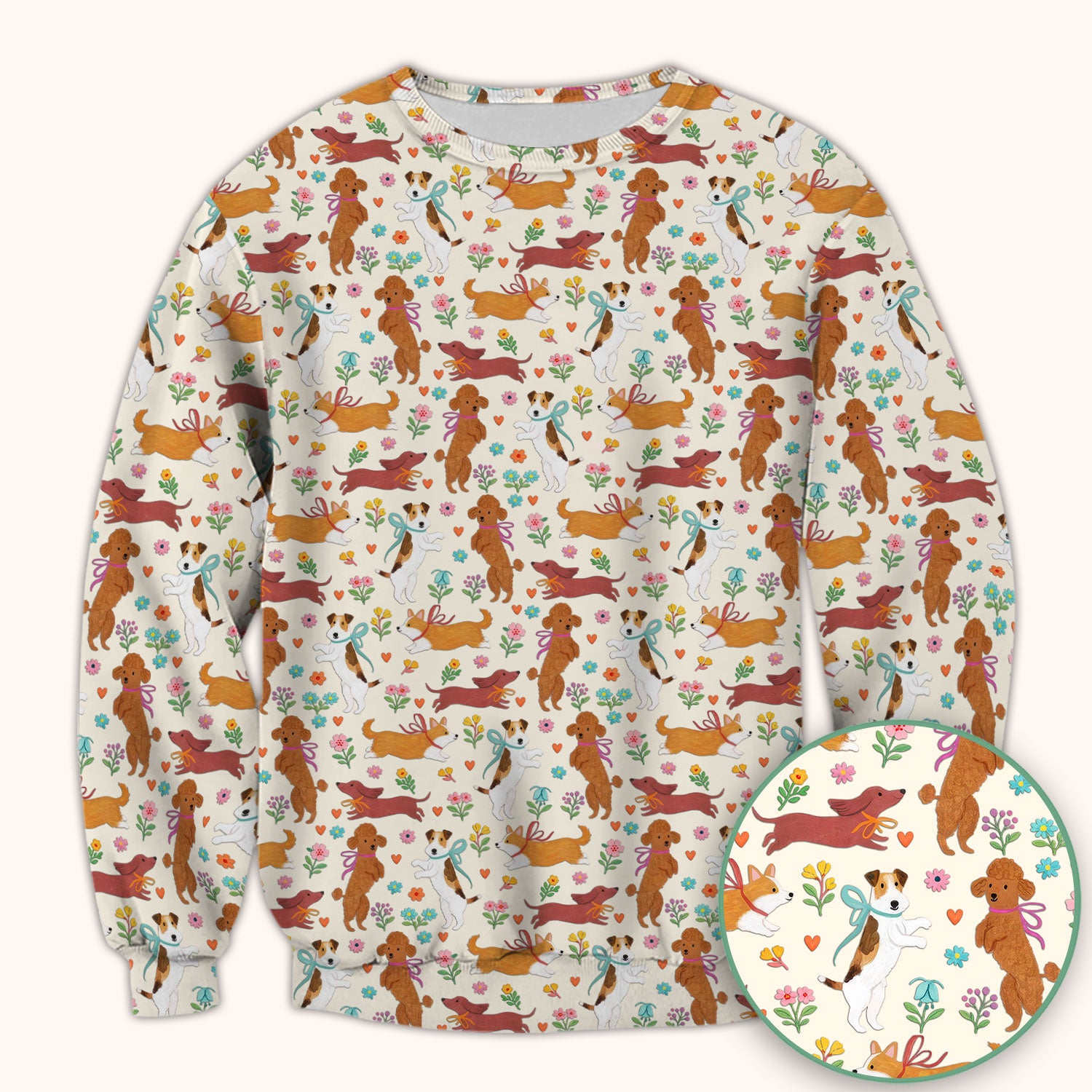 Cute Cartoon Dog Print Nurse Scrub Top, Comfortable Scrubs for Nurses