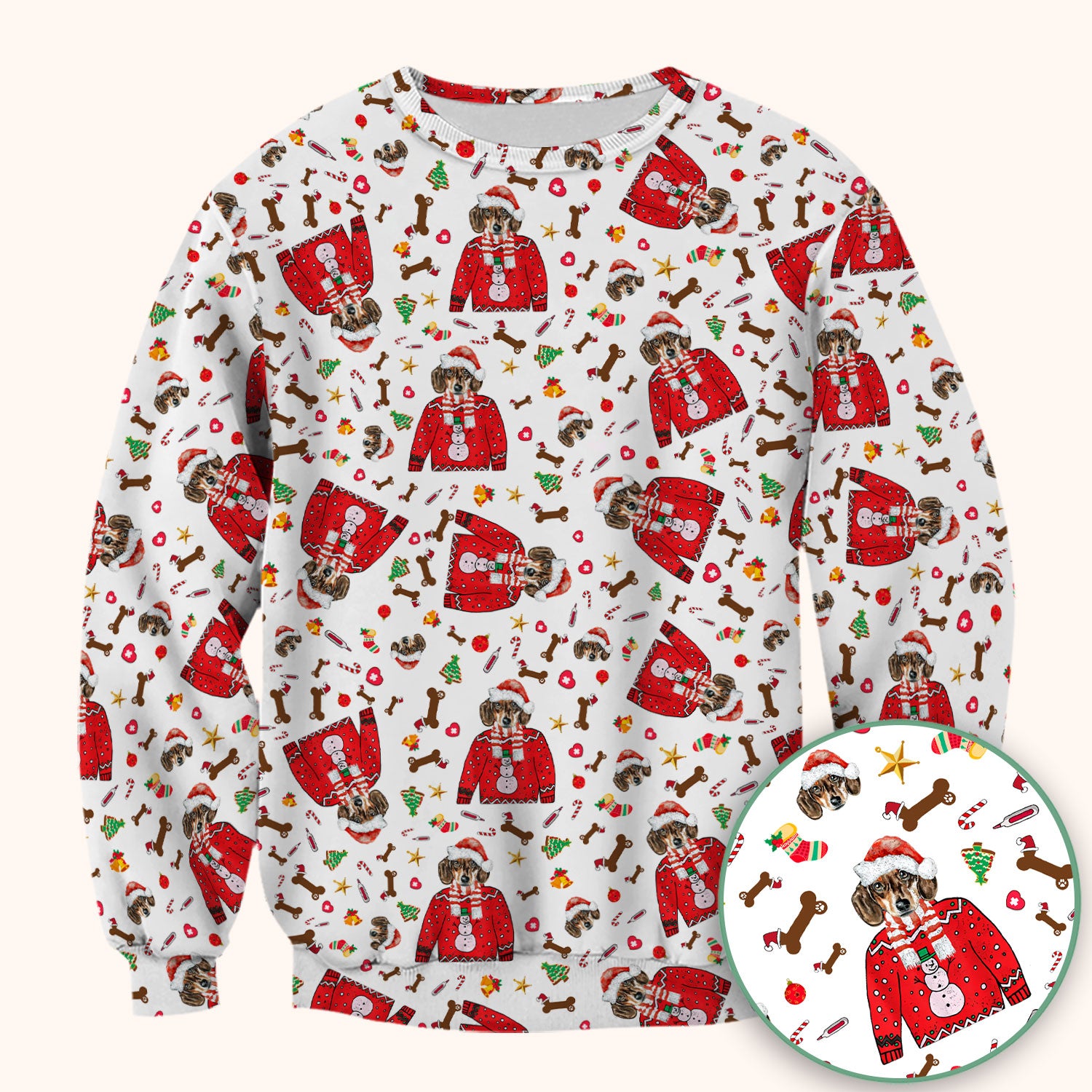 Funny Dog Christmas Scrub Top – Cute Puppy in Santa Outfit Pattern – Festive Holiday Medical Uniform For Nurses And Pet Lovers