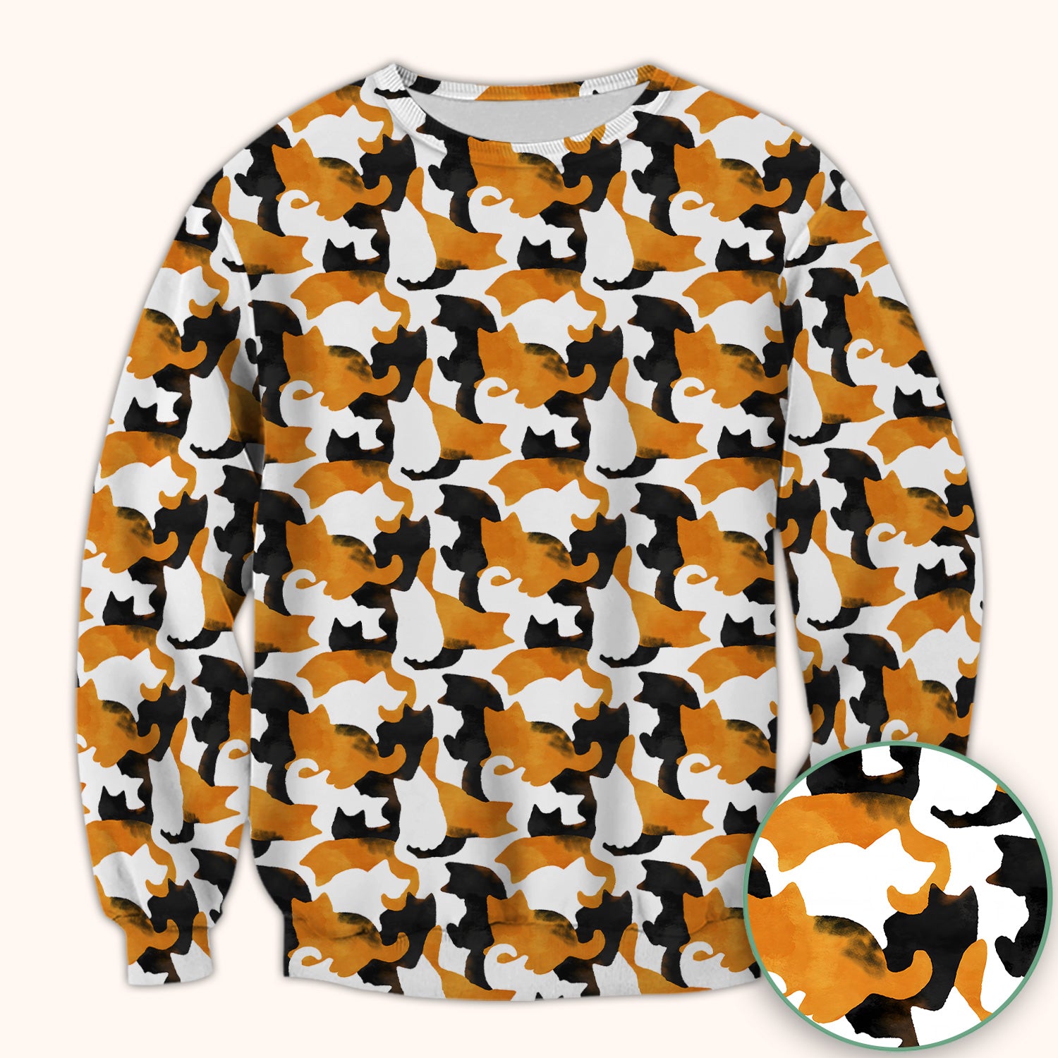 Calico Cat Silhouette Nurse Scrub Top for RN, CNA, Veterinary Staff, Cat Lover Uniform