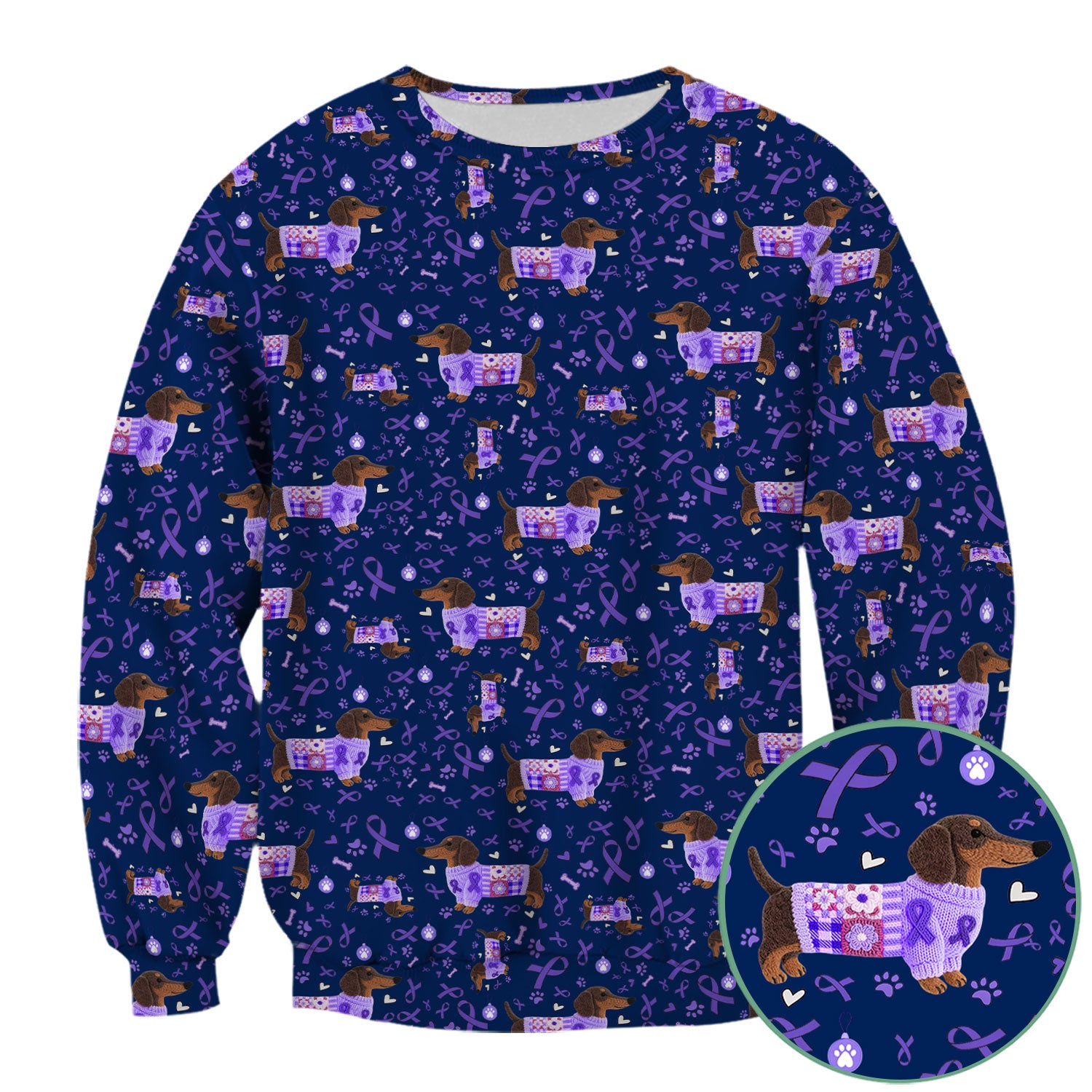 Wiener Dog Purple Ribbon Cancer Awareness Scrub - Breathable Fabrics Nursing Uniform - Comfortable Scrubs for Nurses
