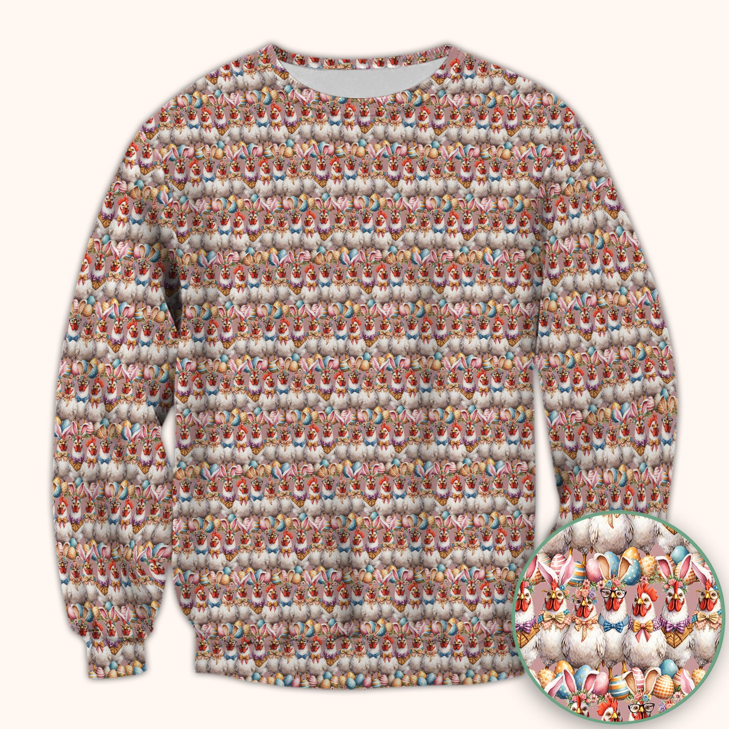 Easter Bunny Chicken Pattern Scrub Top, Comfortable Scrubs for Nurses