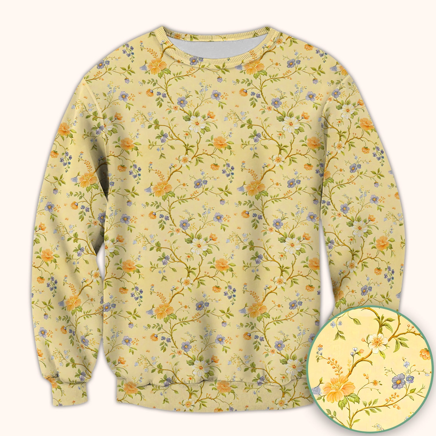 Sunny Wildflower Garden Floral Scrub Top, Comfortable Scrubs for Nurses