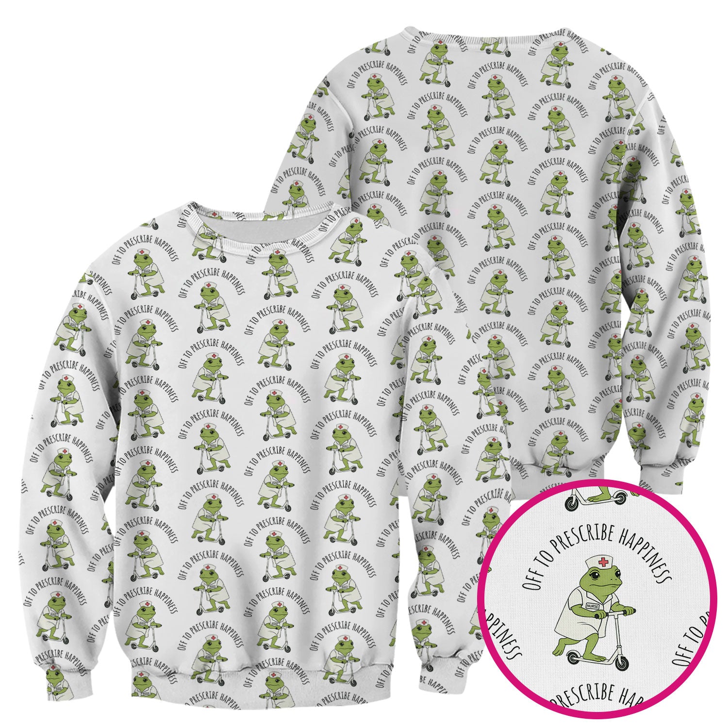 Cute Frog Nurse Off To Prescribe Happiness Scrub Top, Comfortable Scrubs for Nurses