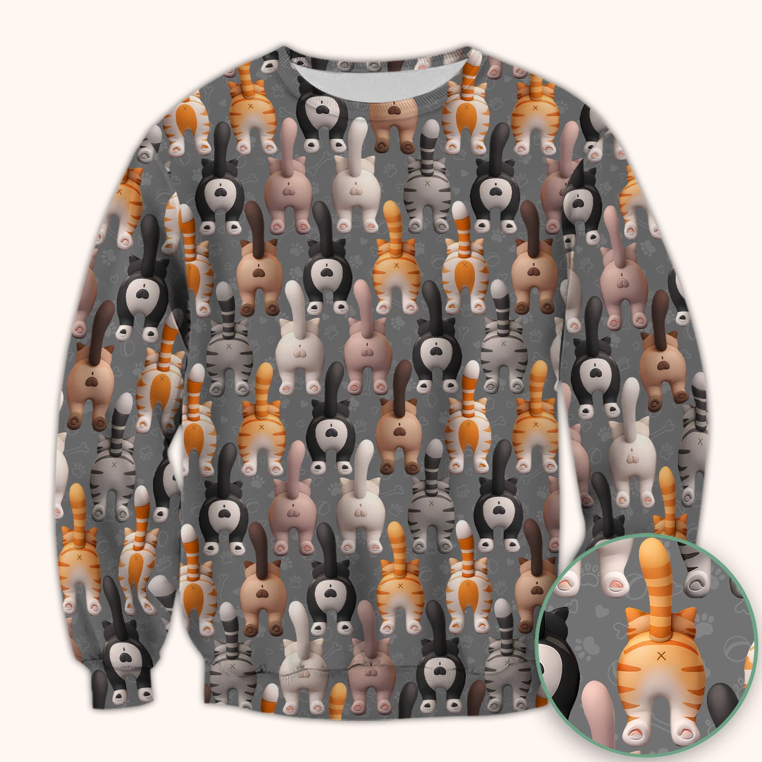 Funny Cat Butt Paw Print Pattern Scrub Top, Comfortable Scrubs for Nurses