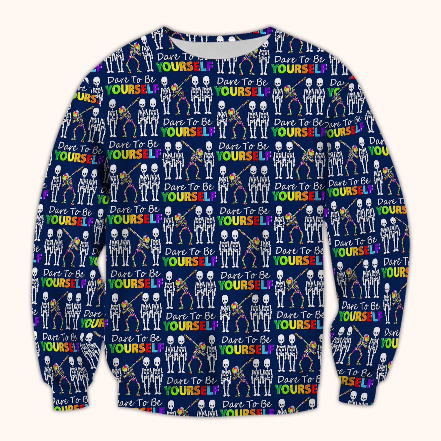 Rainbow Skeleton Dare To Be Yourself Pattern Scrubs Top, Comfortable Scrubs for Nurses