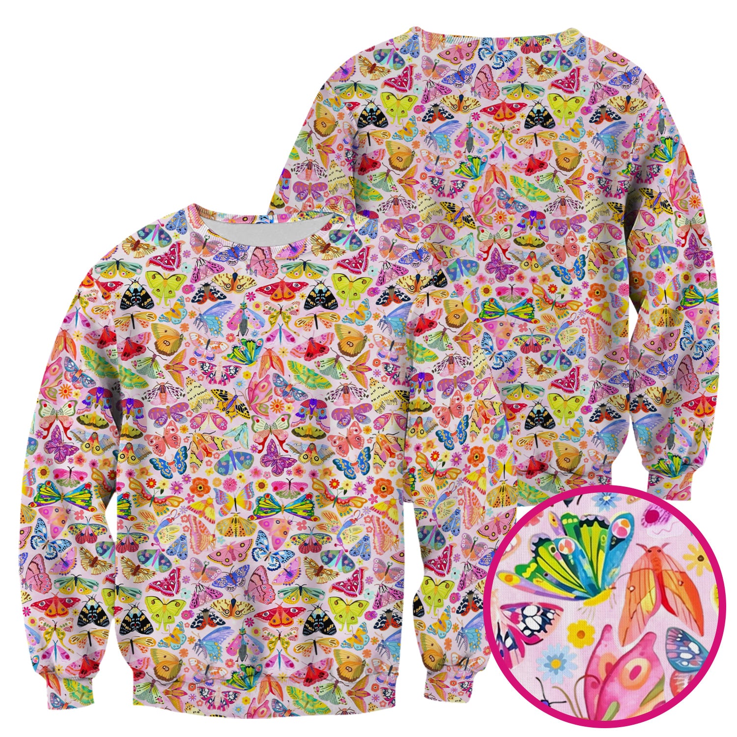 Cute Bright Butterfly Moth Floral Scrub Top, Comfortable Scrubs for Nurses