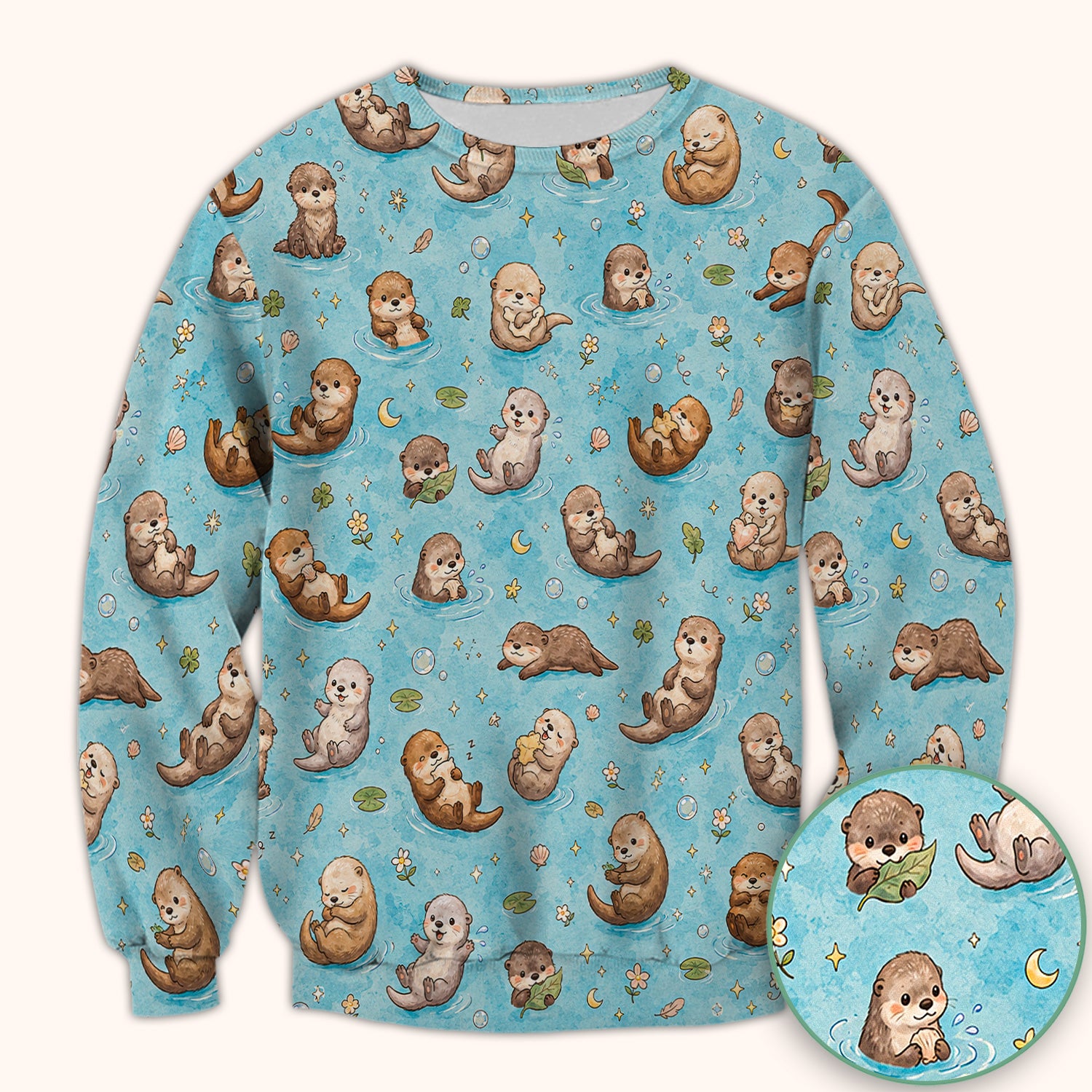 Cute Otter Pond Nurse Scrub Top for Pediatric Nurses, RN, CNA, Water Animal Uniform