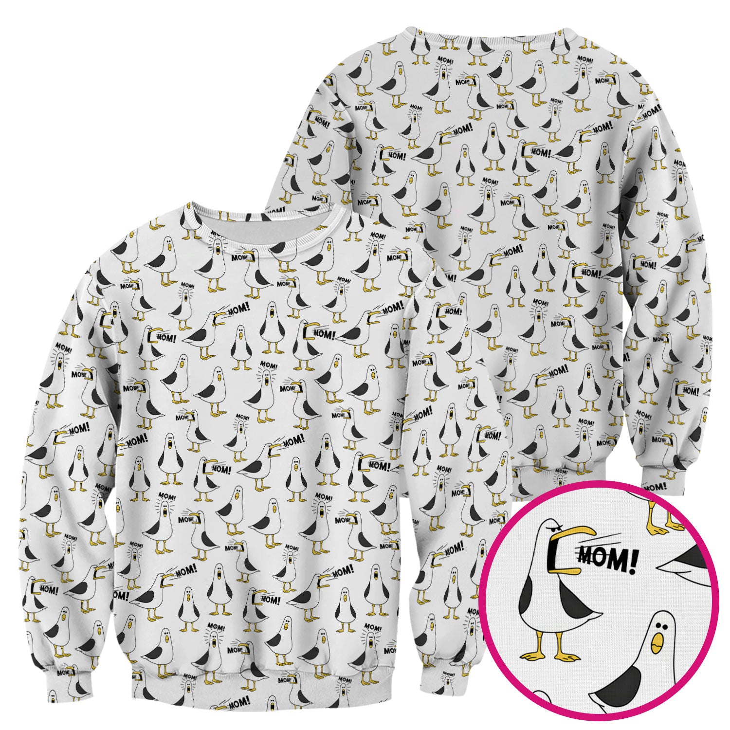 Funny Seagull Mom Seamless Pattern Scrub Top, Comfortable Scrubs for Nurses