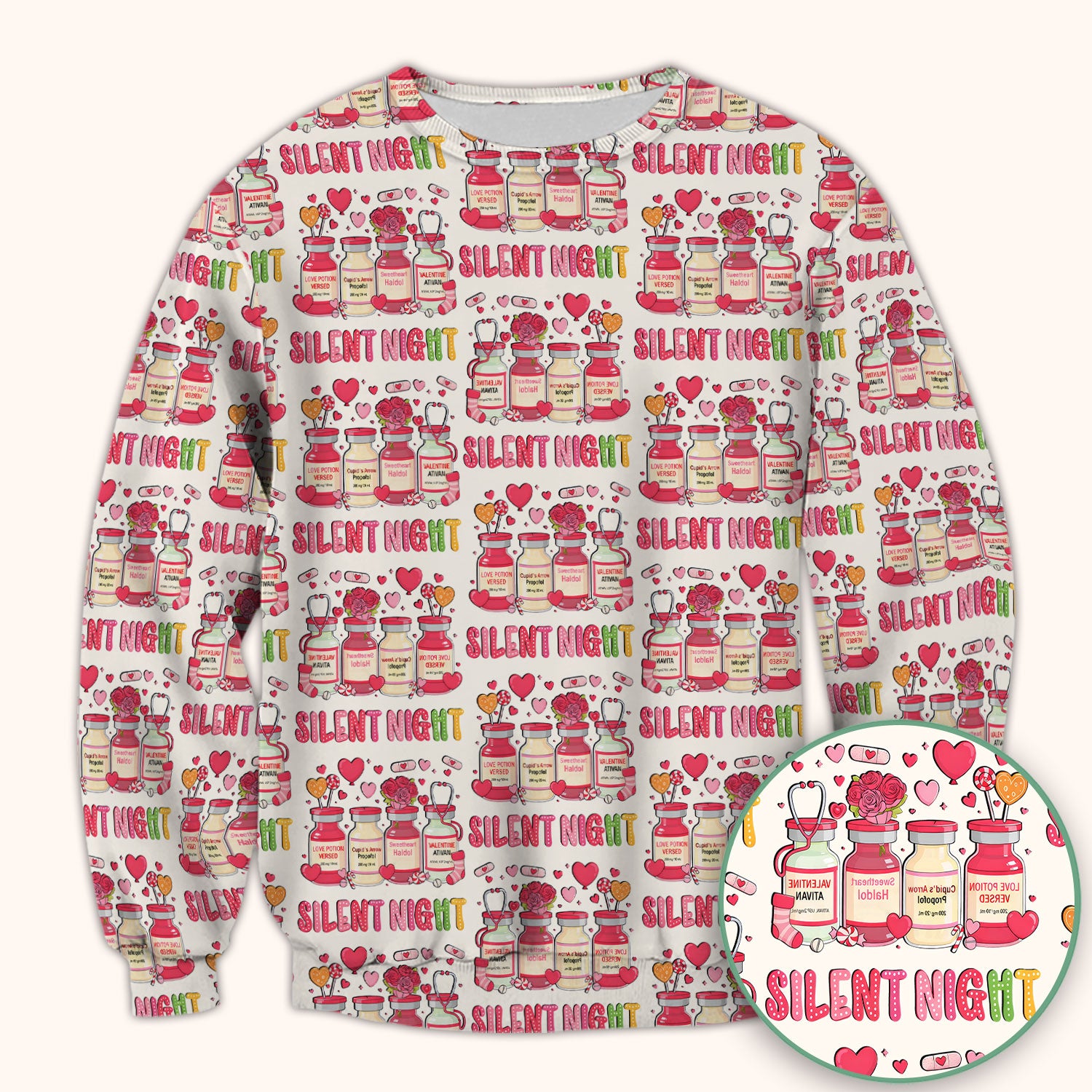 Valentine Silent Night Love Design Scrubs Top, Comfortable Scrubs for Nurses