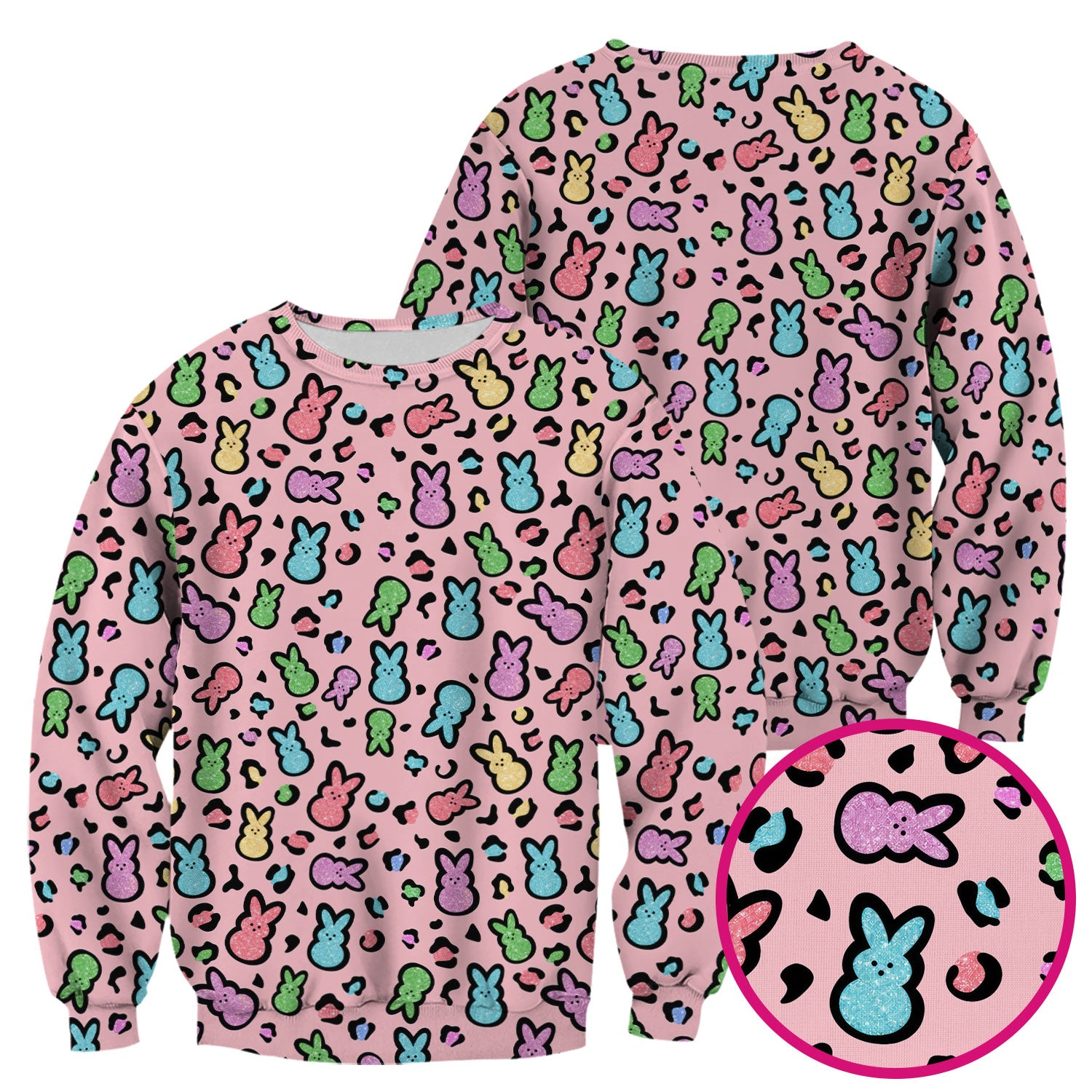 Cute Easter Bunny Pastel Pattern Scrub Top, Comfortable Scrubs for Nurses