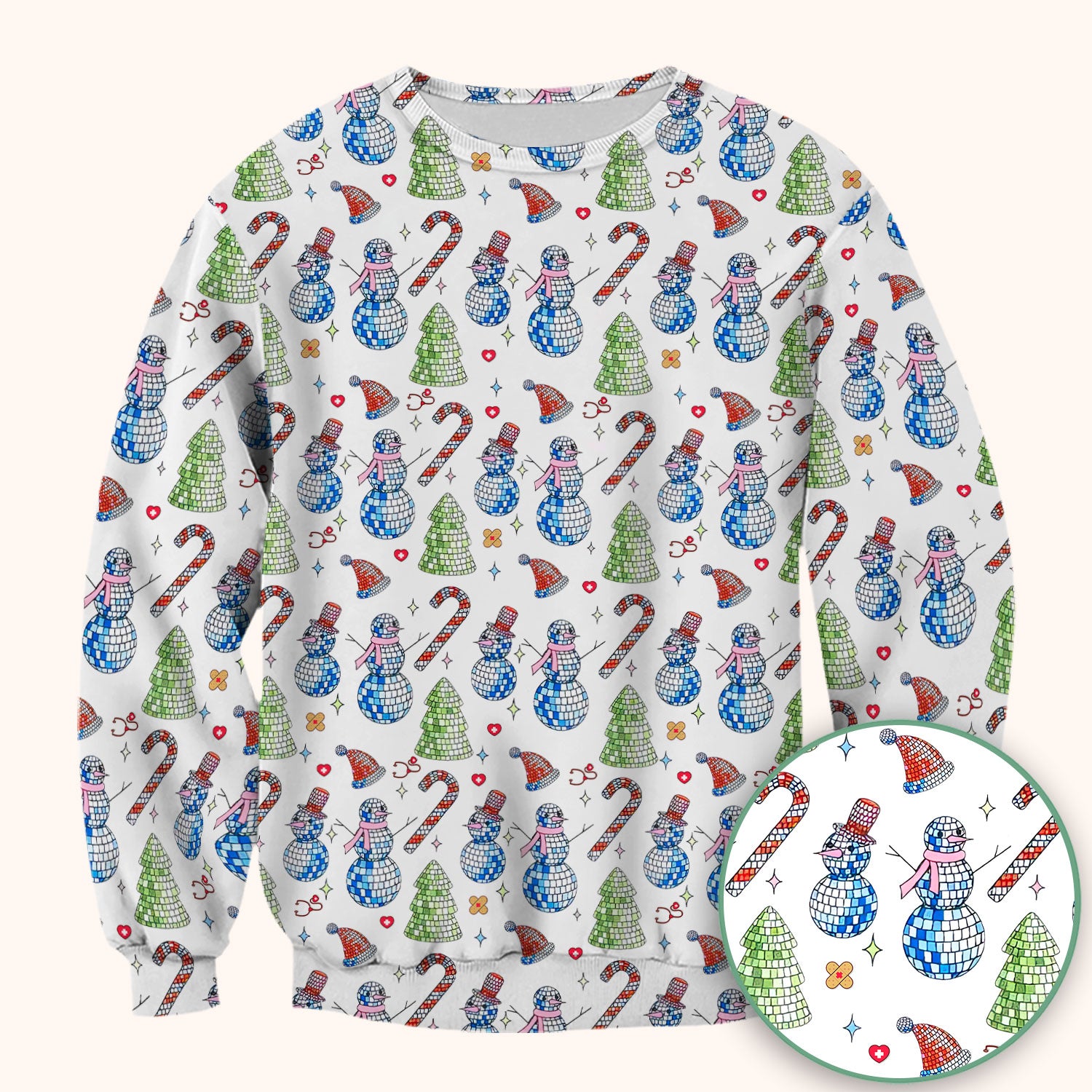 Funny Snowman Scrub Top for Women - Breathable Fabrics Med Uniform - Comfortable Scrubs for Nurses - Christmas Gift for LPN CNA RN